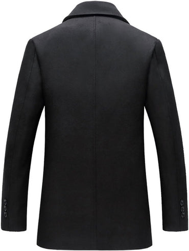 chouyatou Men's Classic Notched Collar Double Breasted Wool Blend Pea Coat