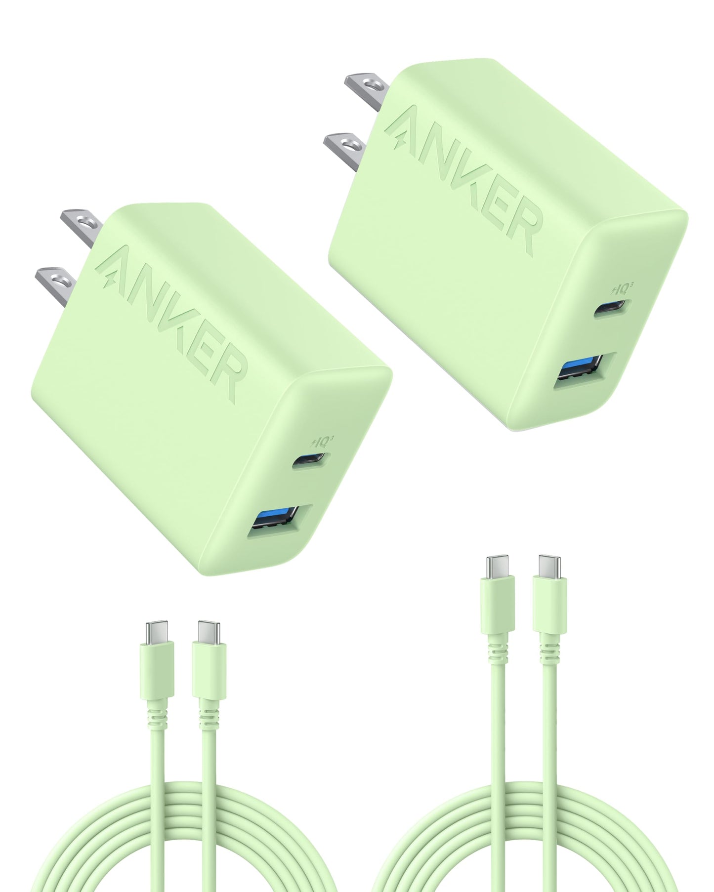 Anker iPhone 16 Charger, 2-Pack 20W Fast USB C Charger Block, for iPhone 16/16 Pro Max/15 Series/iPad Pro and More (Black, 2 Pack & 2 Cable)