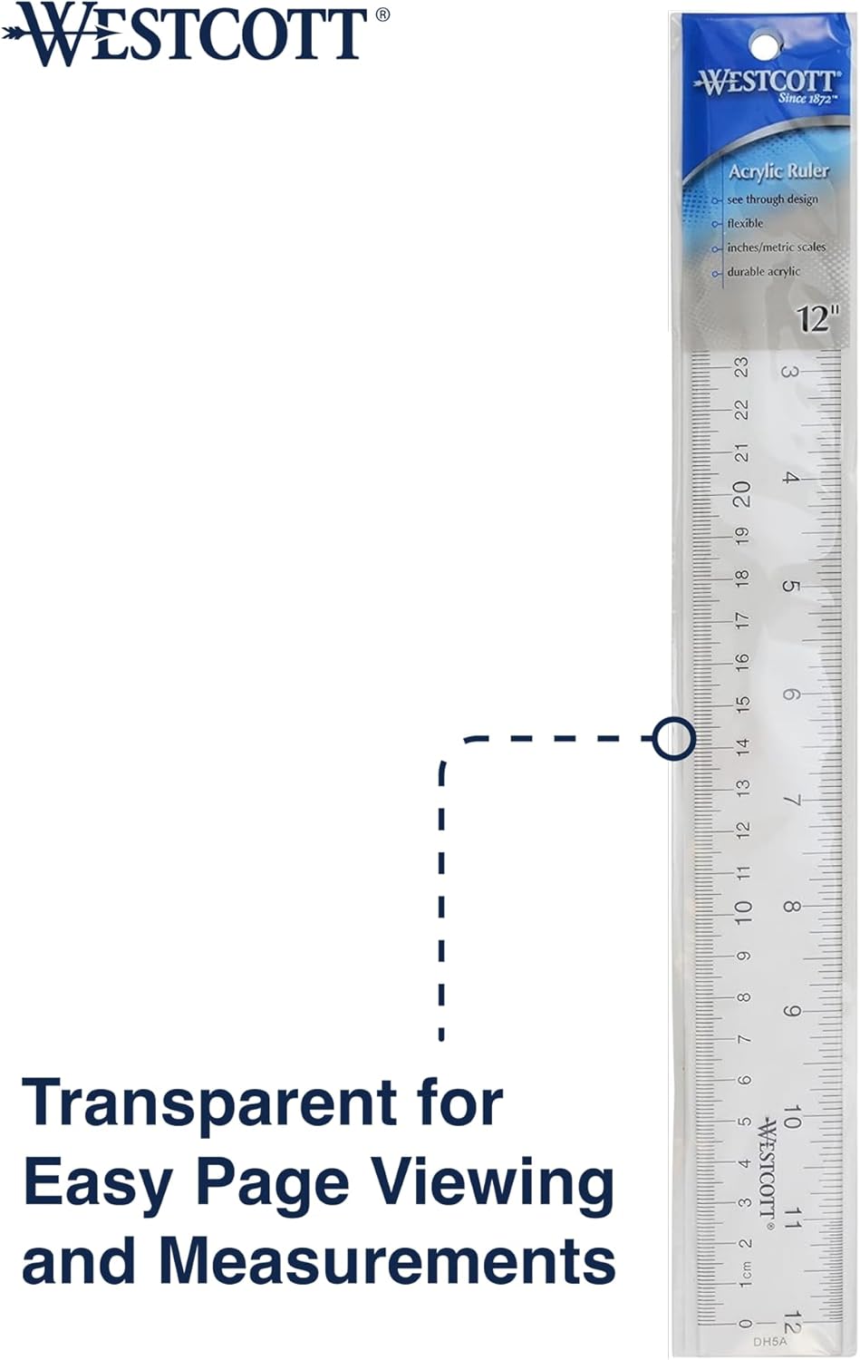 Westcott 10562 Acrylic Clear Ruler, 12 in