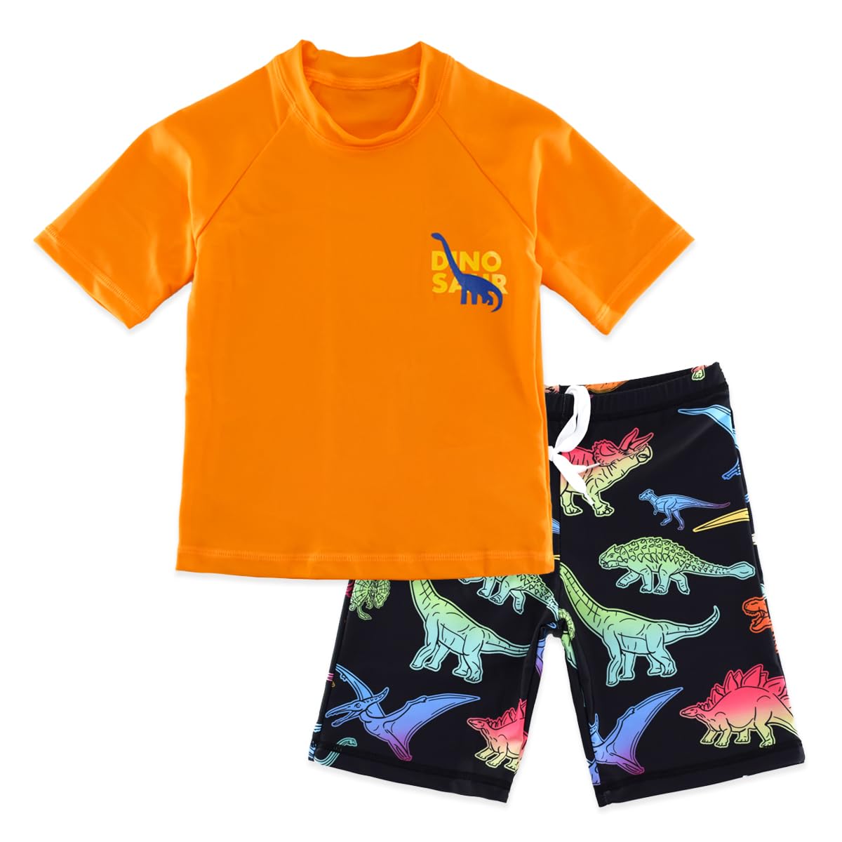 Boys Two Piece Rash Guard Swimsuits Kids Short Sleeve Sunsuit Swimwear Sets
