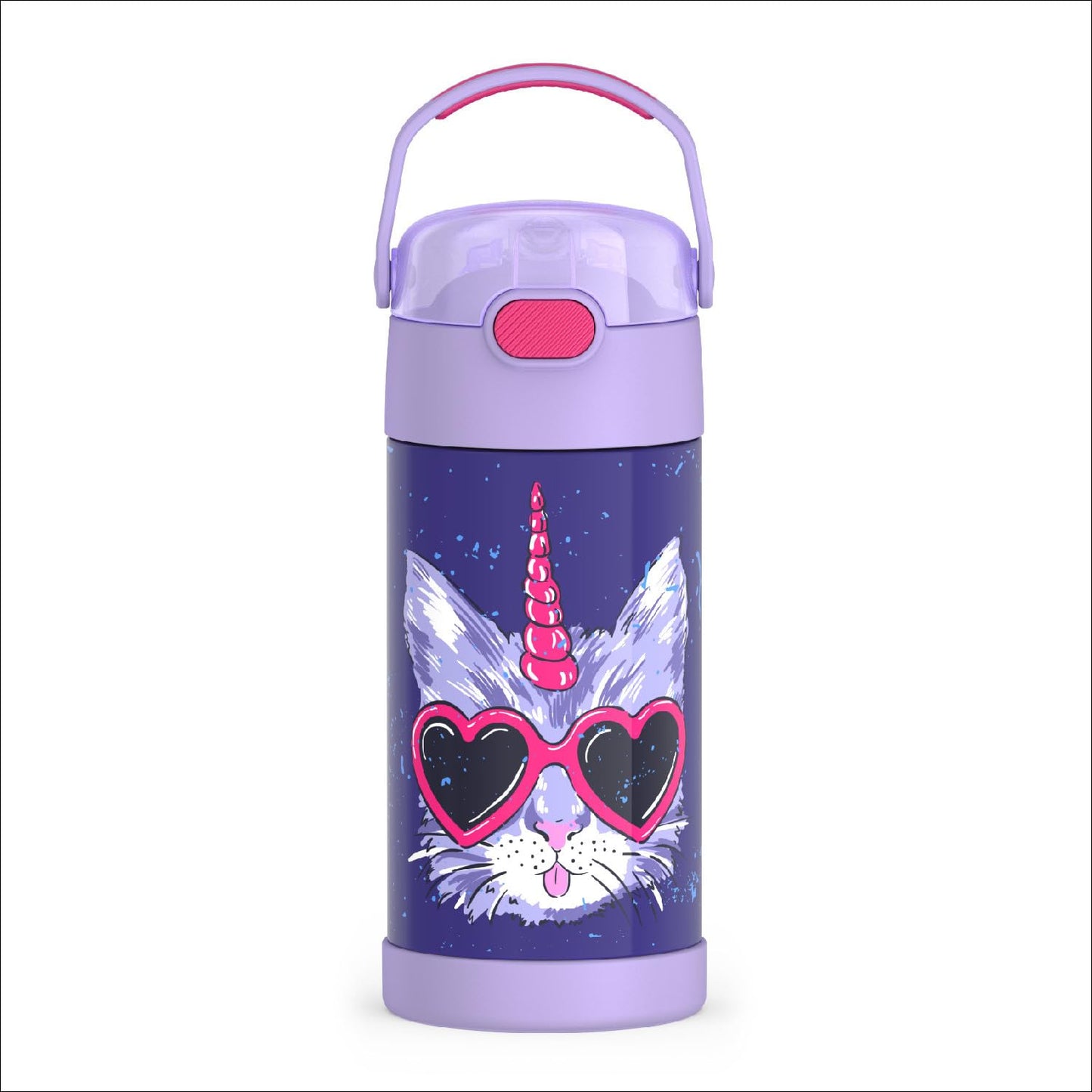 THERMOS FUNTAINER Water Bottle with Straw - 12 Ounce - Kids Stainless Steel Vacuum Insulated Water Bottle with Lid, Mod Flowers