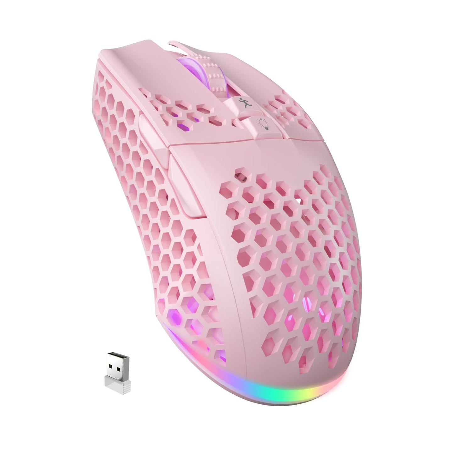 SM600 White Wireless Gaming Mouse,8000 DPI Tri-Modes BT5.1/Type-C Wired/2.4G Wireless Mouse with 2 Side Buttons, Programmable Macro Gamer Mouse with RGB Light for Laptop/PC/Mac