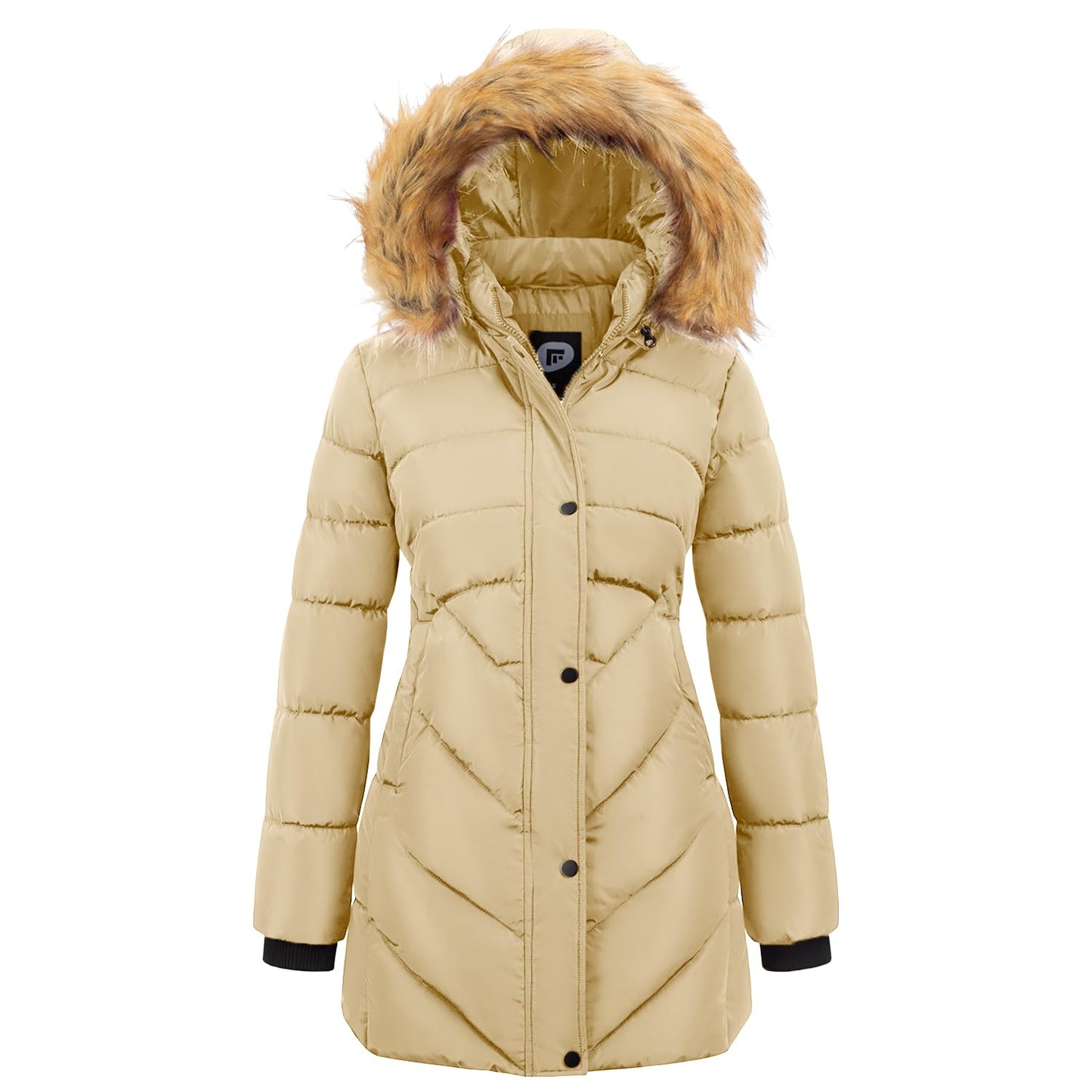 Women's Winter Thicken Coat Warm Long Puffer Jacket with Faux Fur Removable Hood Waterproof Insulated Jacket