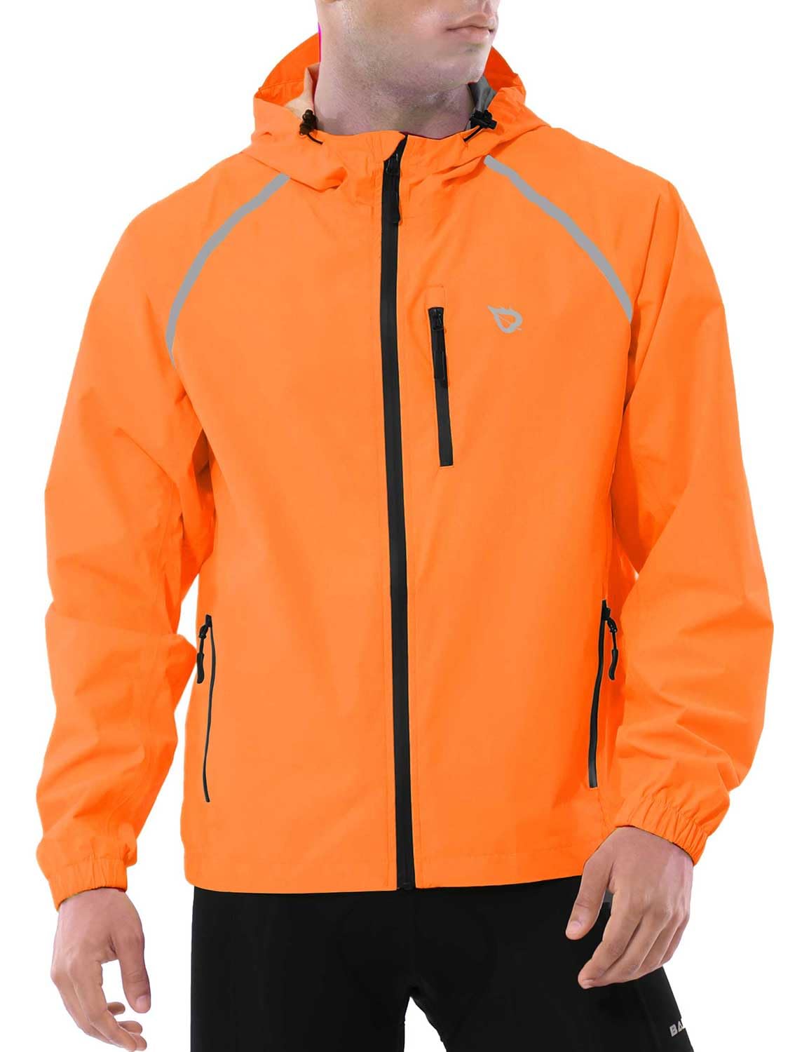 baleaf Men's Rain Jacket Waterproof Windbreaker Running Cycling Golf Hiking Gear Hood Lightweight Reflective Packable