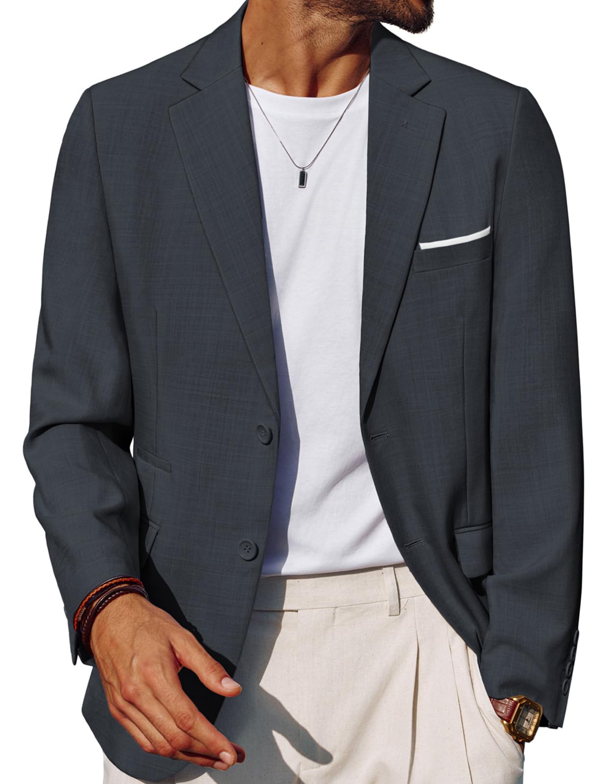PJ PAUL JONES Mens Casual Sport Coats Two Buttons Lightweight Business Sport Blazer