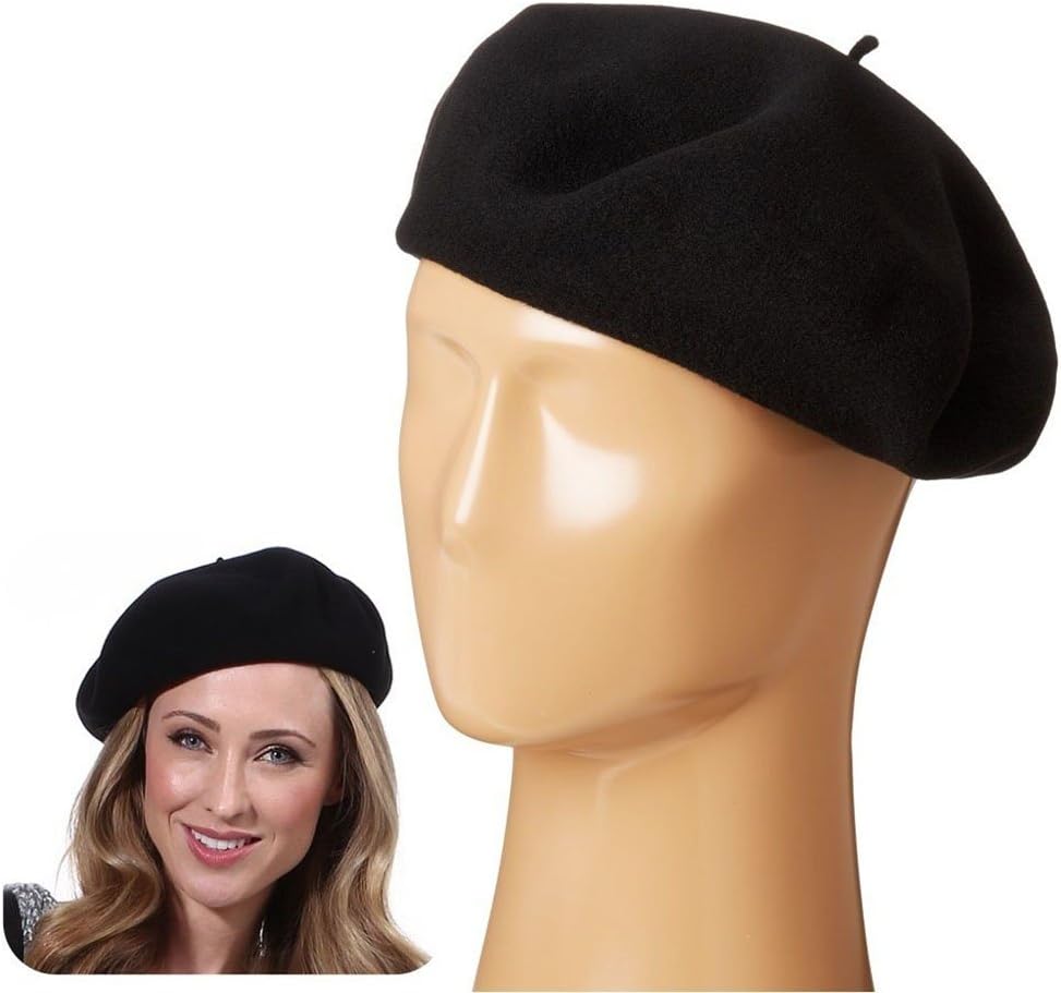 Women French Wool Beret Hats - Solid Color Classic Beanie Winter Cap