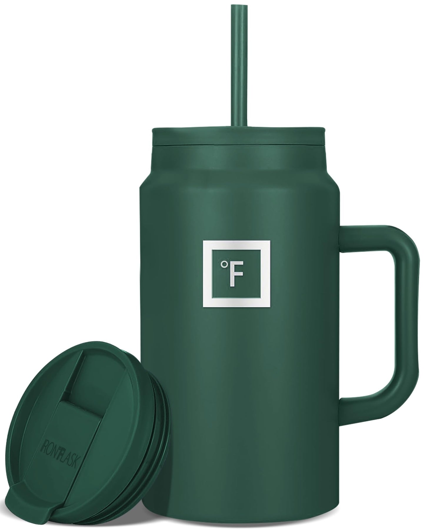 IRON °FLASK Co-Pilot Insulated Mug w/Straw & Flip Cap Lids - Cup Holder Bottle for Hot, Cold Drink - Leak-Proof - Water, Coffee Portable Travel Mug - Aurora, 40 Oz