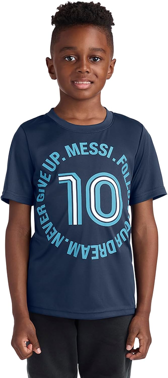 Boys' Lifestyle Short Sleeve Top, Loose-fit Shirt with Logo, Comfortable
