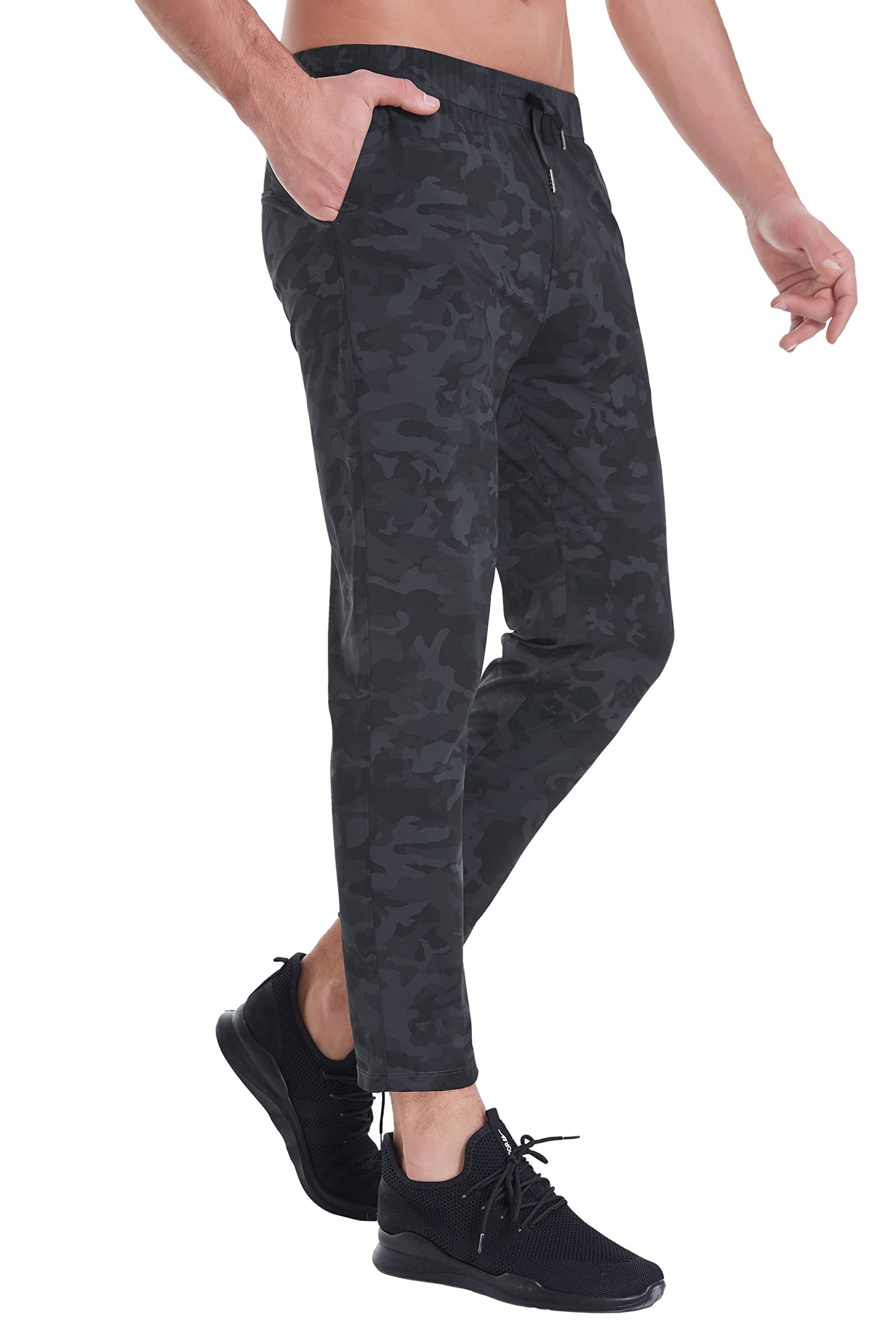 Mens Stretch Travel Pants 27" Inseam Quick Dry Light Weight Sweatpants Workout Casual Joggers with Pockets