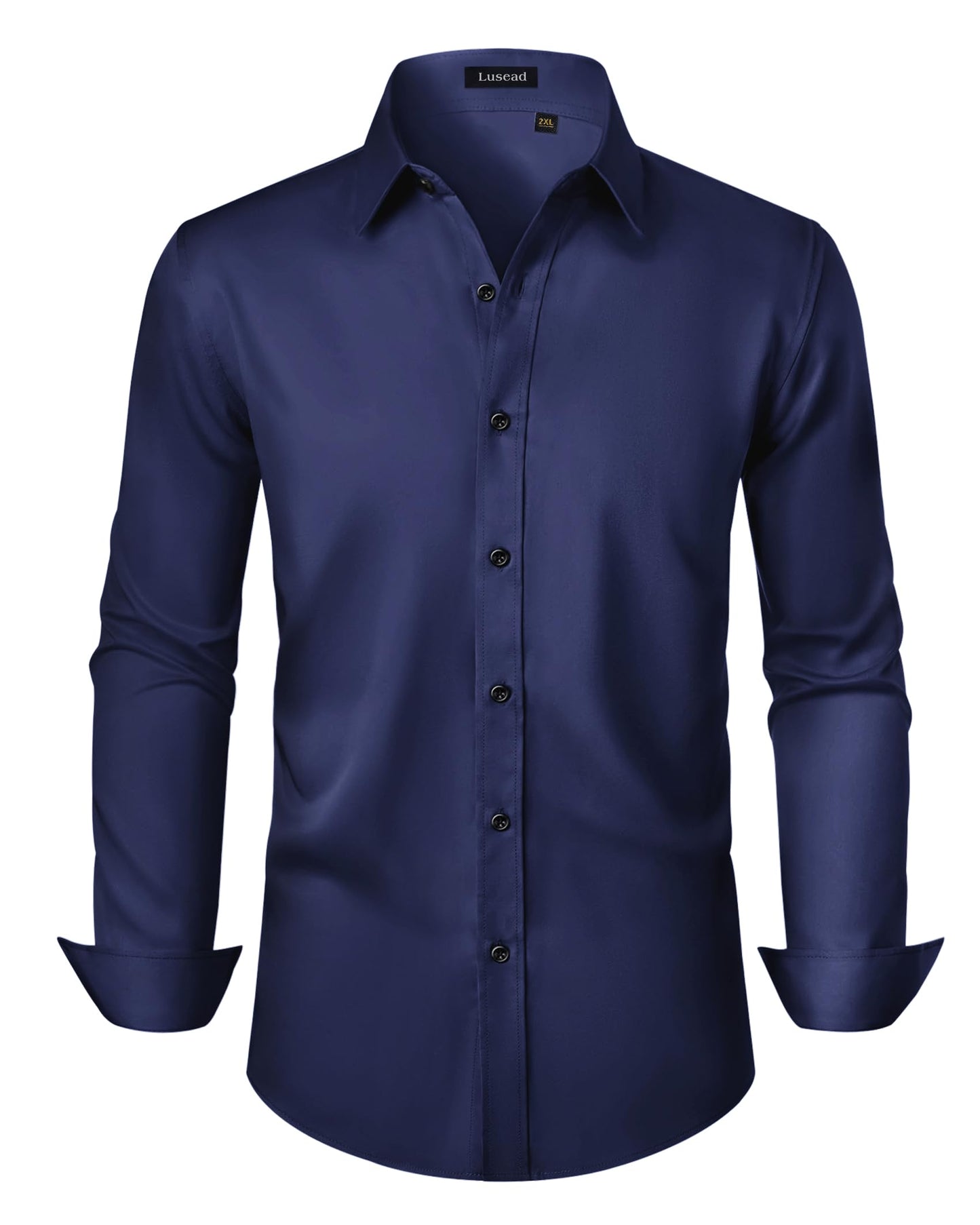 Men's Dress Shirts Long Sleeve Stretch Wrinkle Free Slim Fit Wedding Formal Button Down Shirt
