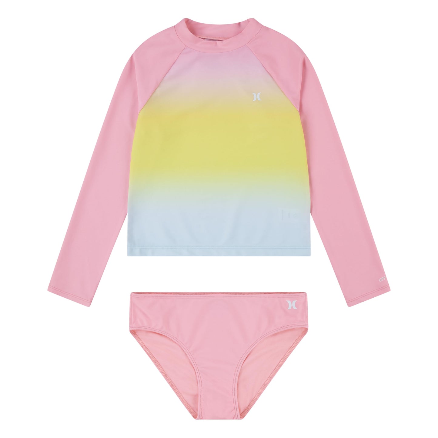 Hurley Girls Long Sleeve Rash Guard 2-Piece Swimsuit