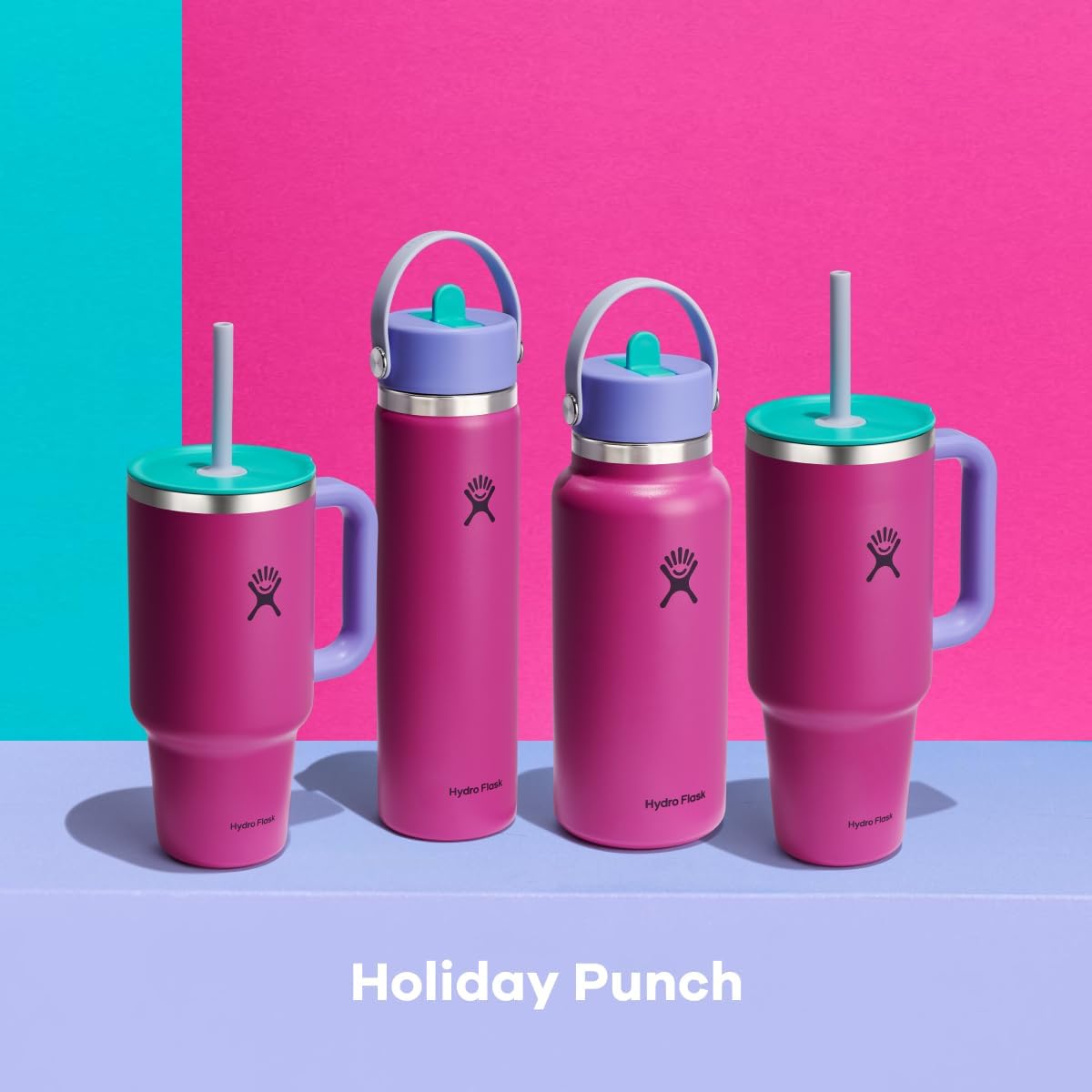 Hydro Flask 32 Oz Travel Tumbler with Handle, Lid and Straw - Insulated Stainless Steel in Holiday Punch