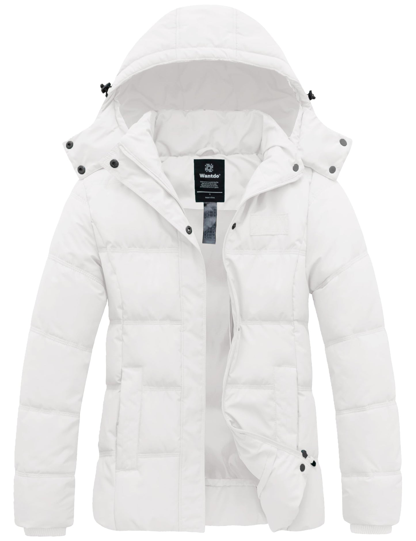 Wantdo Women's Hooded Warm Winter Coat Quilted Thicken Puffer Jacket with Removable Hood