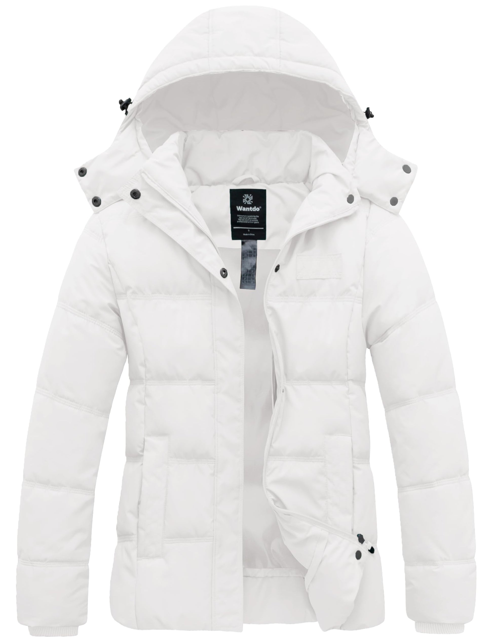 Wantdo Women's Hooded Warm Winter Coat Quilted Thicken Puffer Jacket with Removable Hood