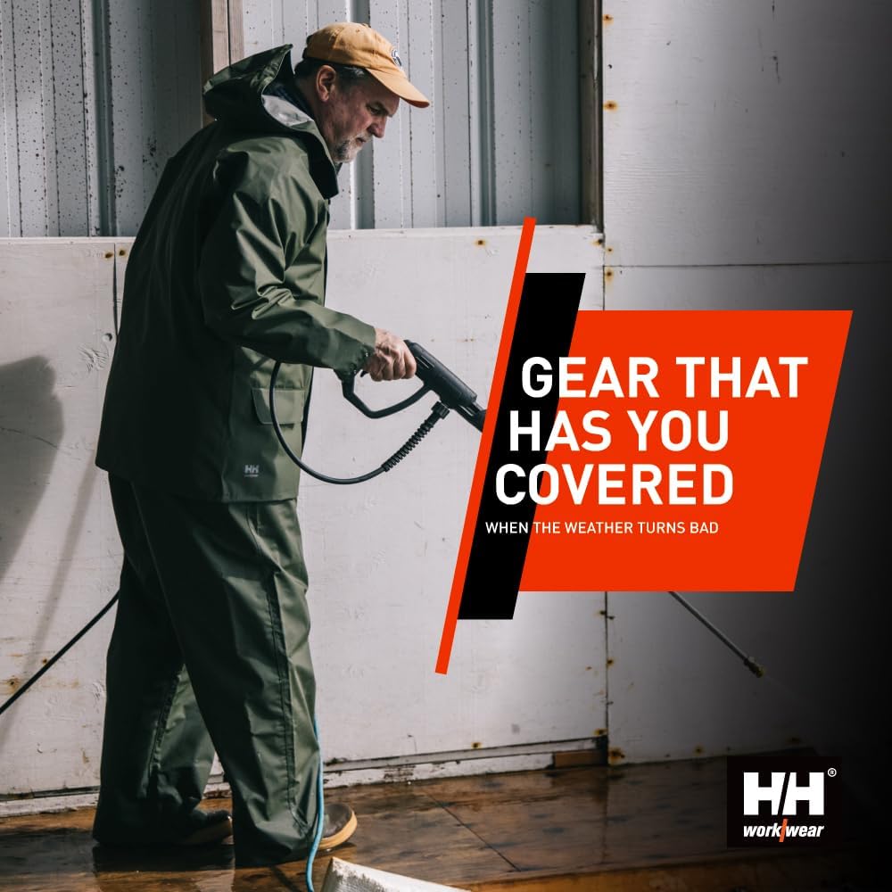 Helly-Hansen Workwear Mandal Adjustable Waterproof Jackets for Men - Heavy Duty Comfortable PVC-Coated Protective Rain Coat