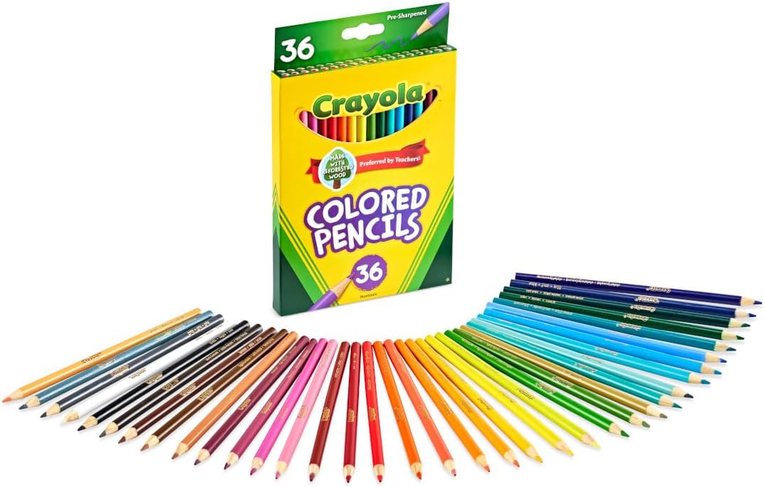 Crayola Colored Pencils (36ct), Kids Pencil Set, Back to School Essentials, Must Have Classroom Supplies for Kids, Pre-Sharpened Coloring Book Pencils, 3+