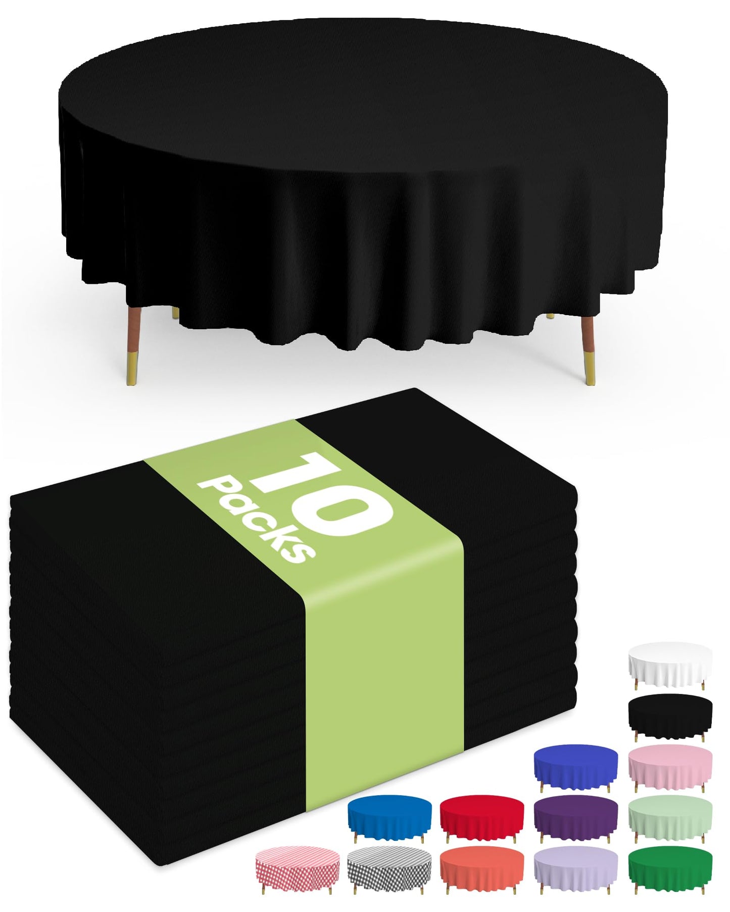 Pureegg Plastic Table Cloth Disposable 10 Pack, 54 x 108 Inch Table Cloths, Party, Picnic, Wedding, Decorative Tablecloths, Rectangle, White Plastic Cover, Leakproof & Sturdy, White