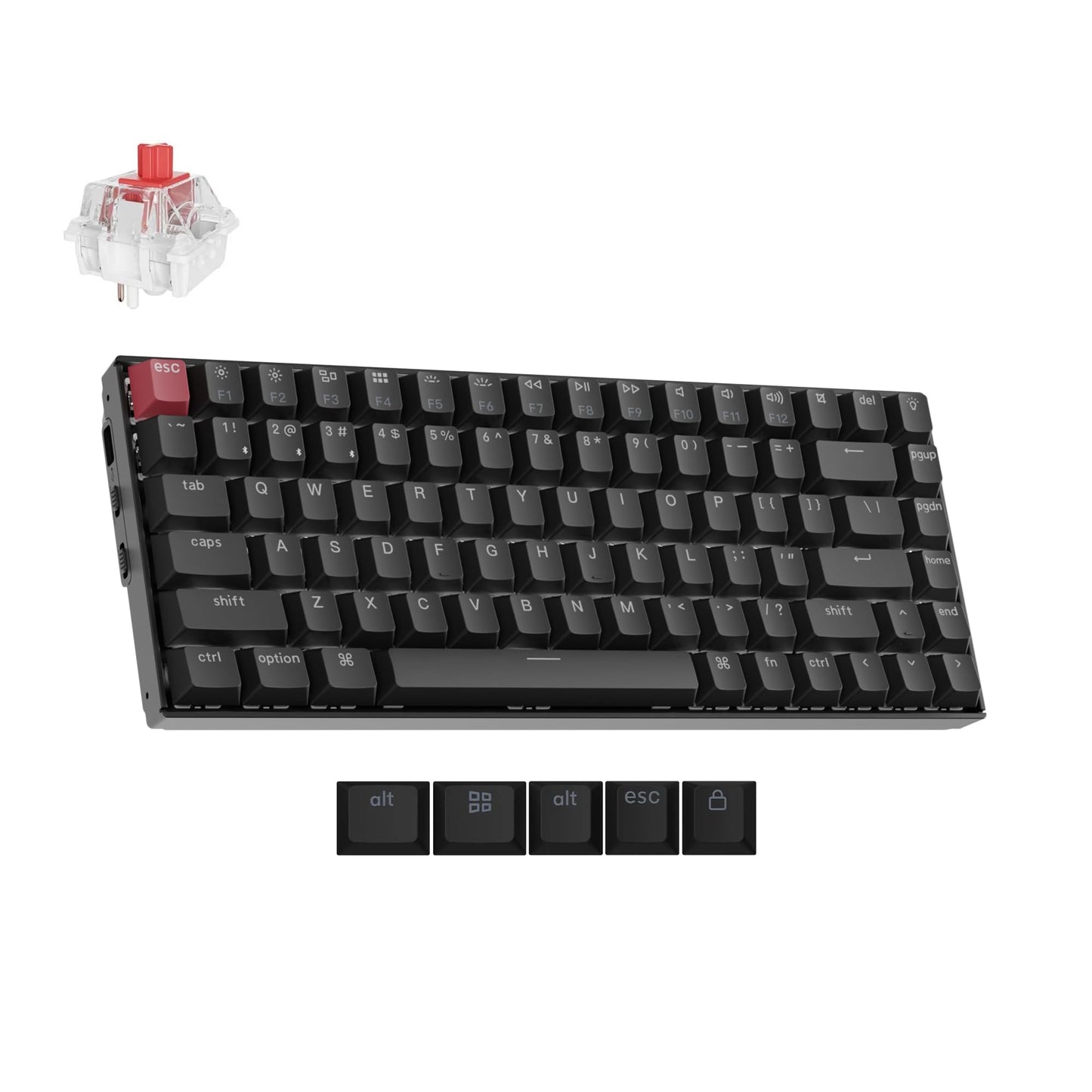 Keychron K2 75% Layout Bluetooth Wireless Mechanical Gaming Keyboard with Gateron G Pro Brown Switch/White LED Backlit/USB C/Anti Ghosting/N-Key Rollover, 84 Keys, for Mac Windows-Version 2