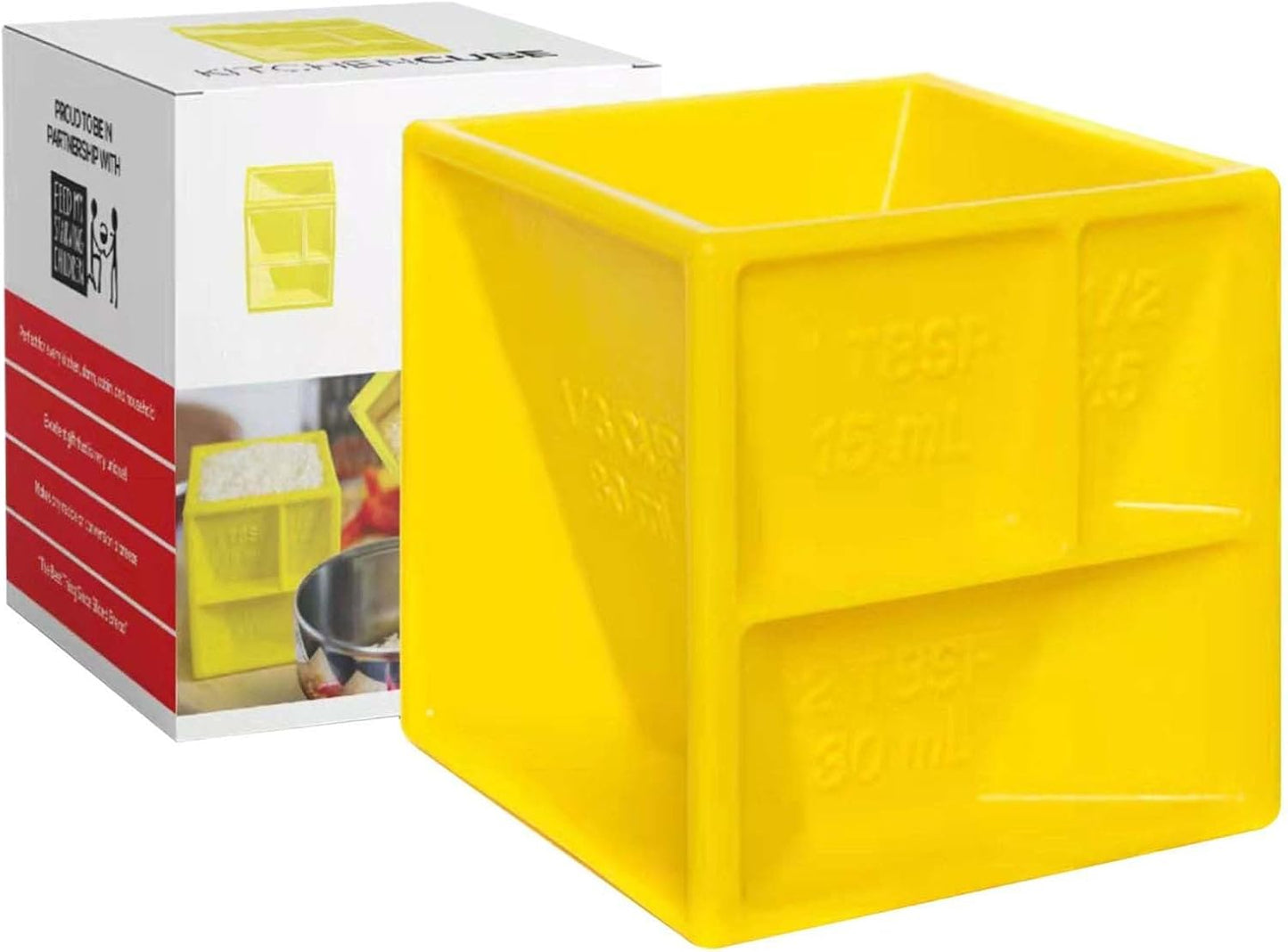 Kitchen Cube Measuring Gadget for Cooking and Baking Measure Every Cups & Spoon in One Measuring Spoon Utensil Tool Ceramic Bakeware Set with Lids for Oven (Yellow, One Size)