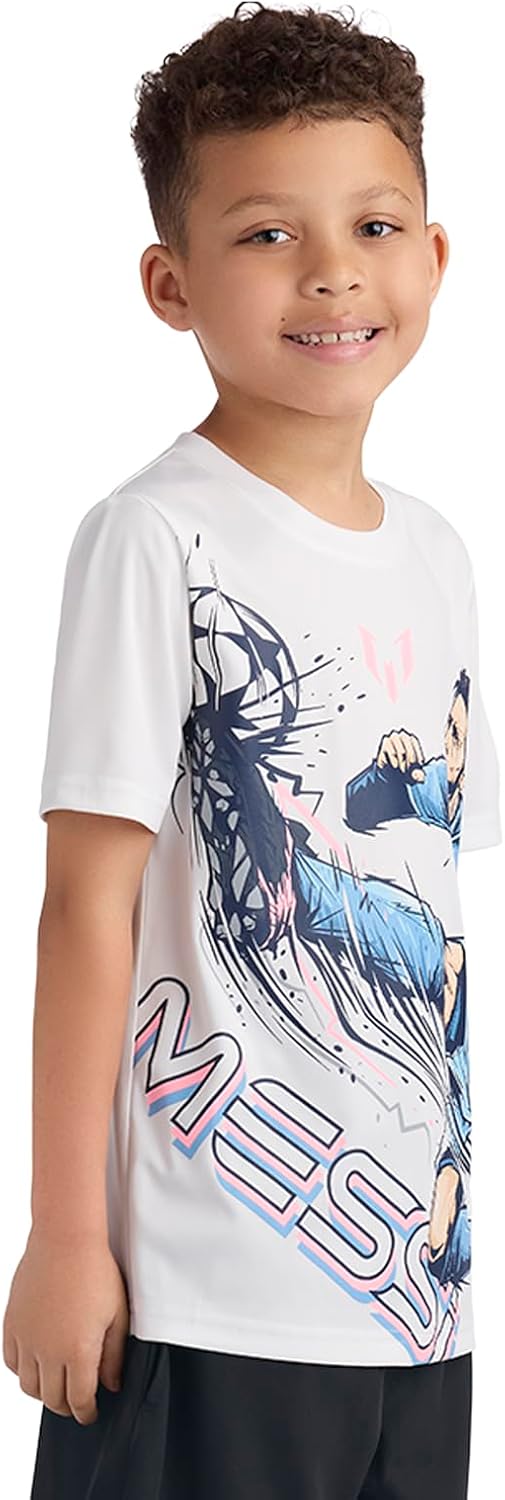 Boys' Lifestyle Short Sleeve Top, Loose-fit Shirt with Logo, Comfortable