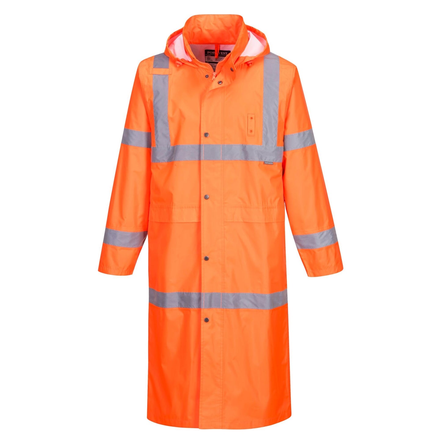 Portwest UH445 Men's Classic Raincoat Waterproof Hi Vis Reflective Long Rain Jacket ANSI Class 3 Yellow