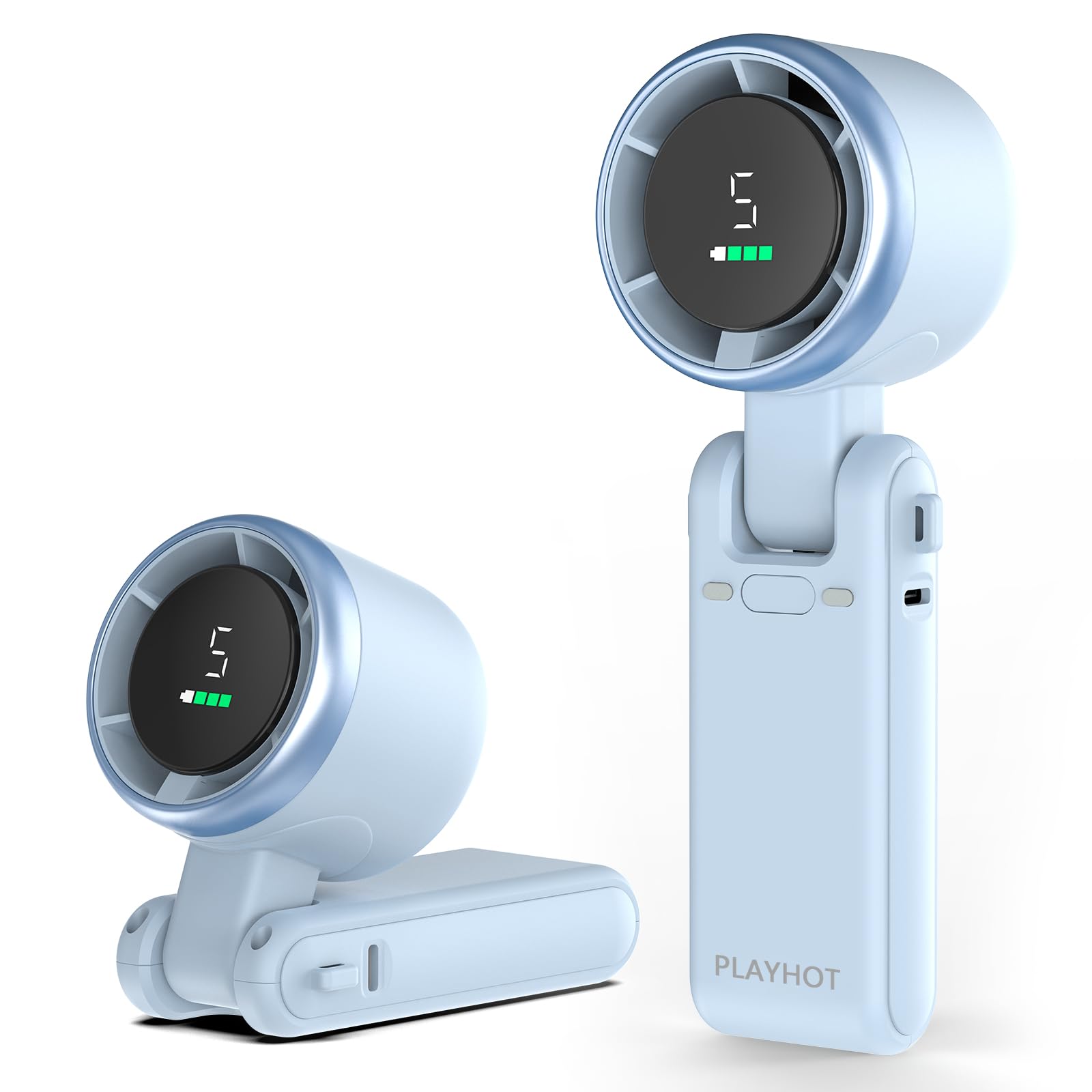 Portable Handheld Turbo Fan, 5 Gear Wind, Battery Operated, Up to 12 Working Hours, 3 IN 1 Hand Fan with Air Turbo Tech Cooling Fan for Outdoor Activities, Travel, Beach (Black)