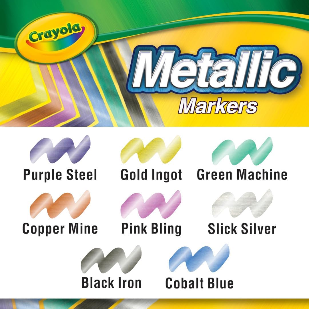 Crayola Metallic Markers, Art Supplies, 8 Count, Colors May Vary