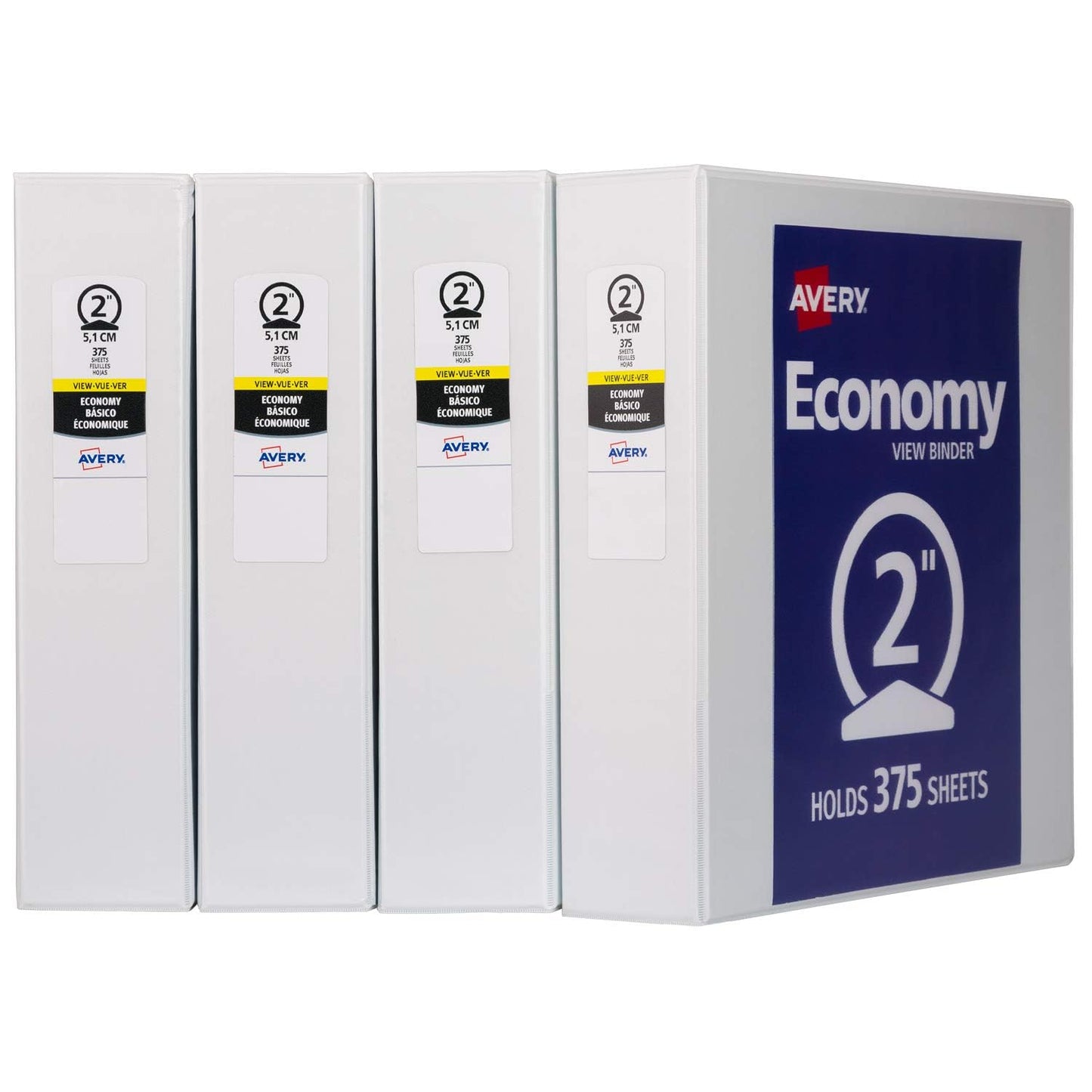 Avery Economy View 3 Ring Binder 1/2 Inch Round Rings, 1 White Binder (05706)