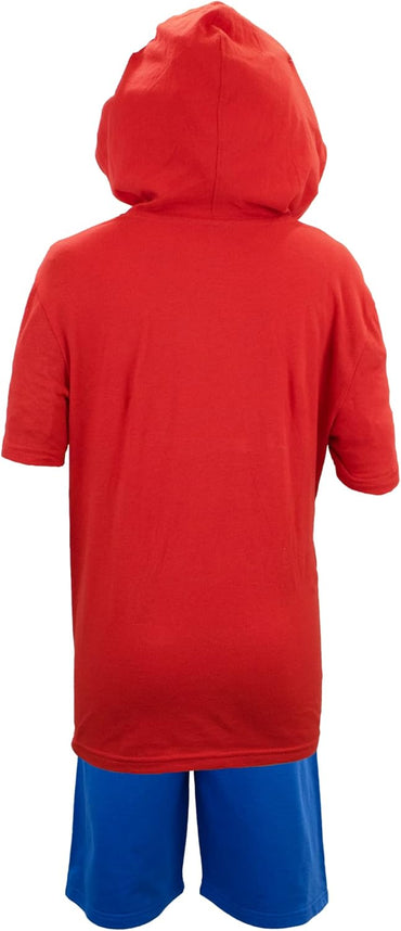 Marvel Avengers Superheroes Miles Morales Black Panther Boys Short Sleeve Hoodie T-Shirt & Shorts Athleisure Short Set