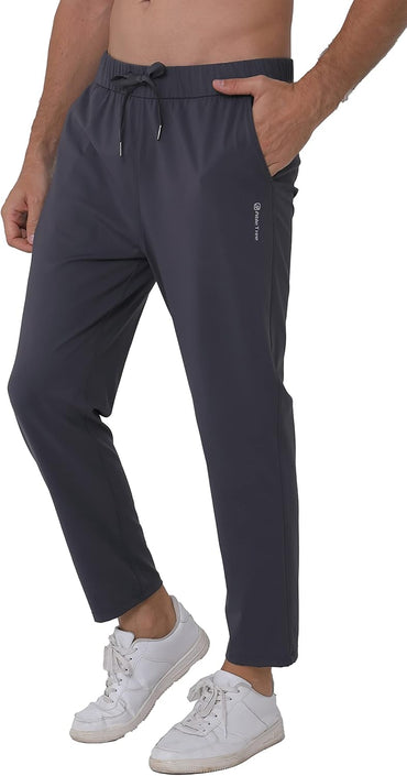 Mens Stretch Travel Pants 27" Inseam Quick Dry Light Weight Sweatpants Workout Casual Joggers with Pockets