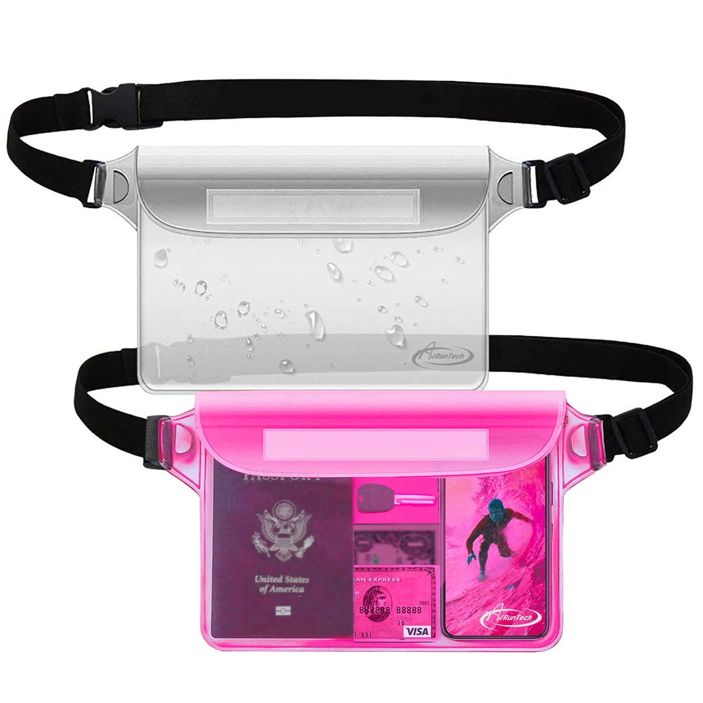AiRunTech Waterproof Fanny Pack,Waterproof Pouch for Phone Passport Wallet Purse with Waist Strap,Floating Waterproof Bags for Travel Beach Swimming Kayaking Boating Pool Accessories