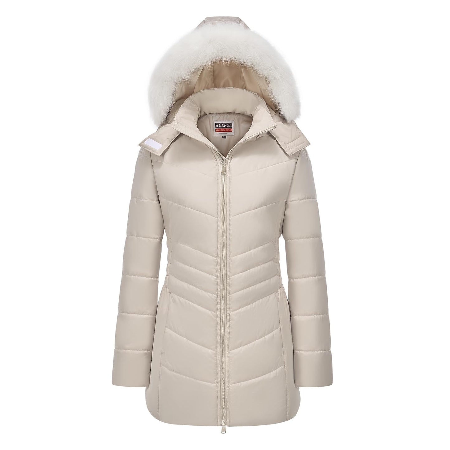 WULFUL Women's Winter Coats Long Warm Thicken Puffer Jackets Outwear With Removable Fur Hood