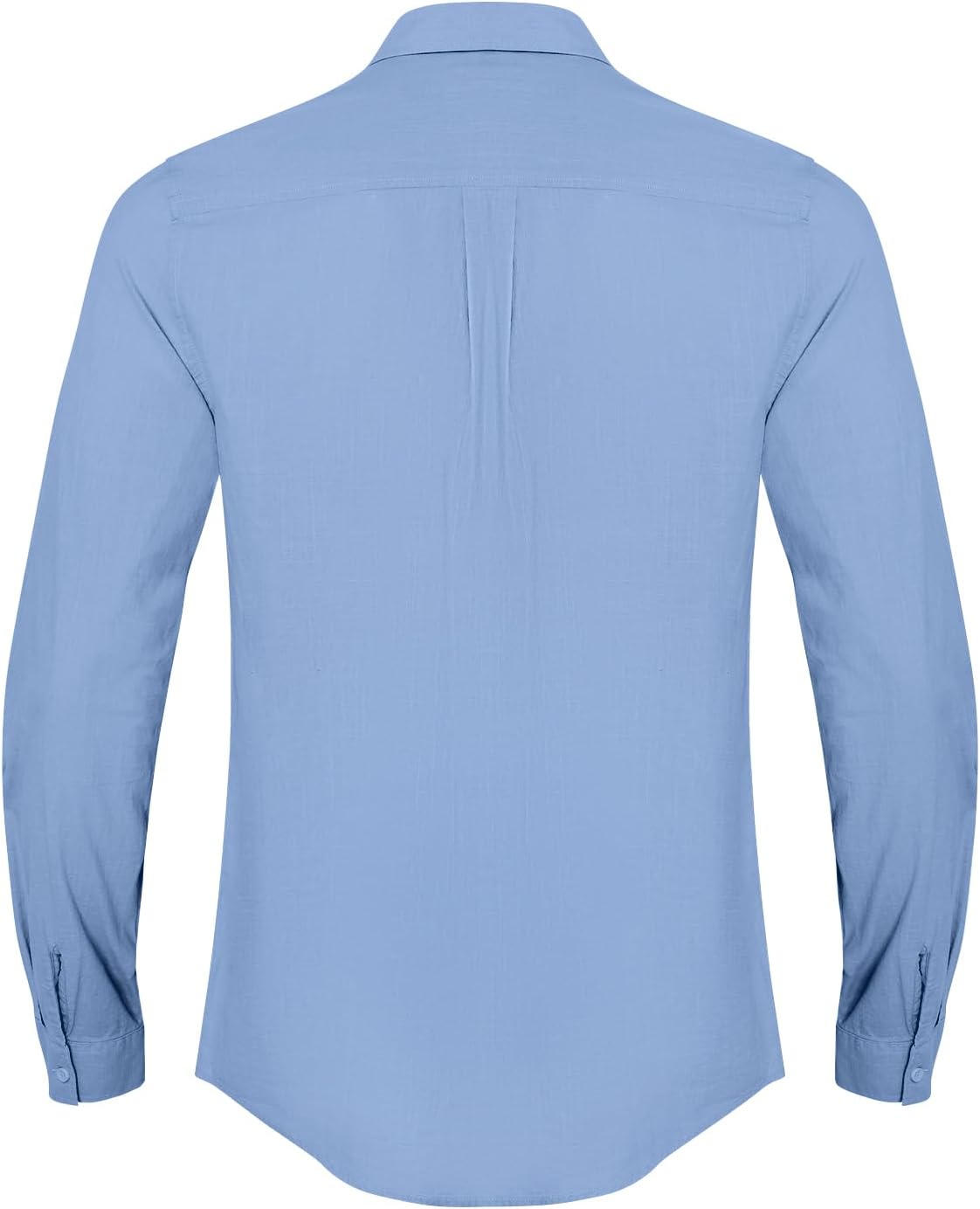 Button Down Linen Shirts for Men Casual Long Sleeve Regular Fit Cotton Beach Shirts with Pocket