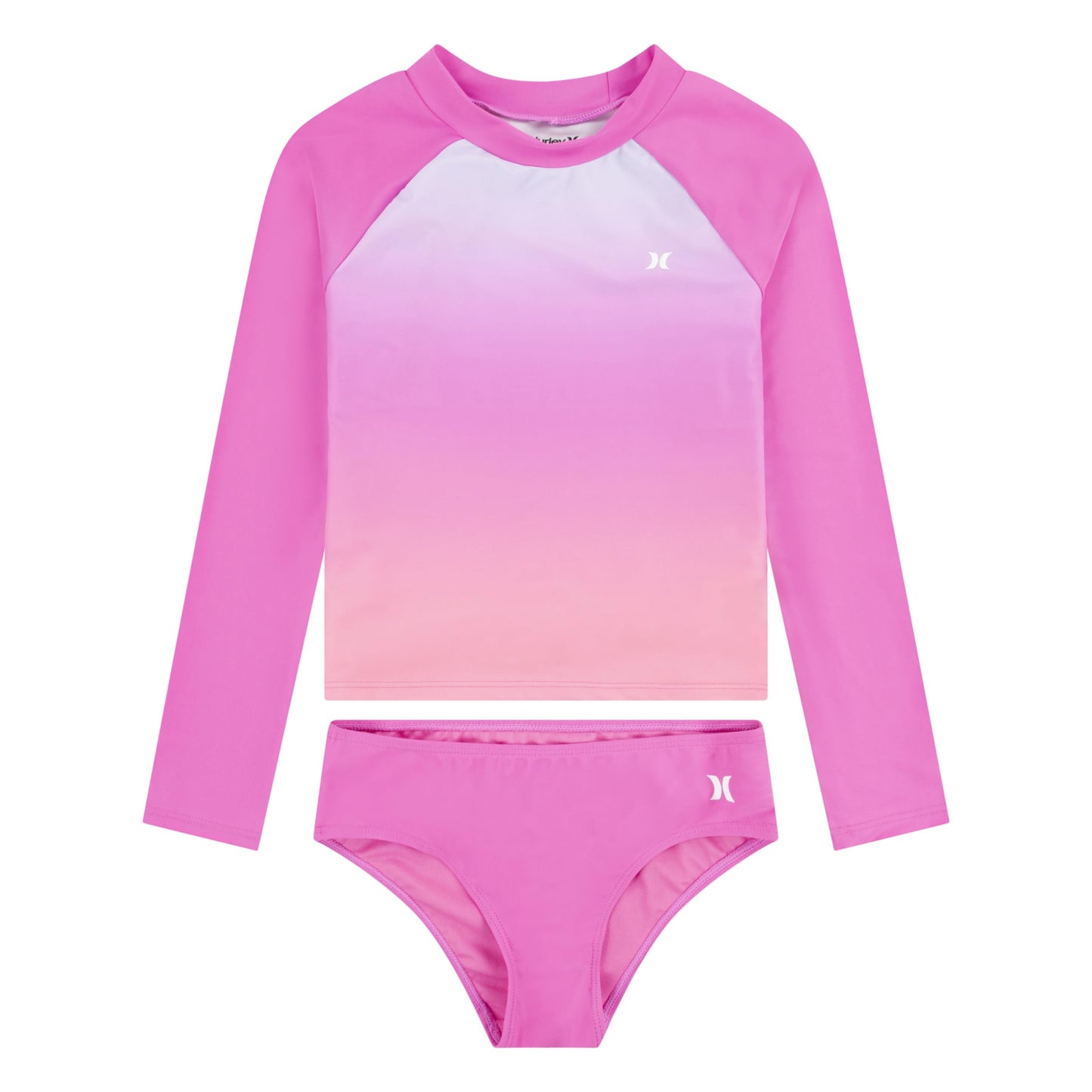 Hurley Girls Long Sleeve Rash Guard 2-Piece Swimsuit