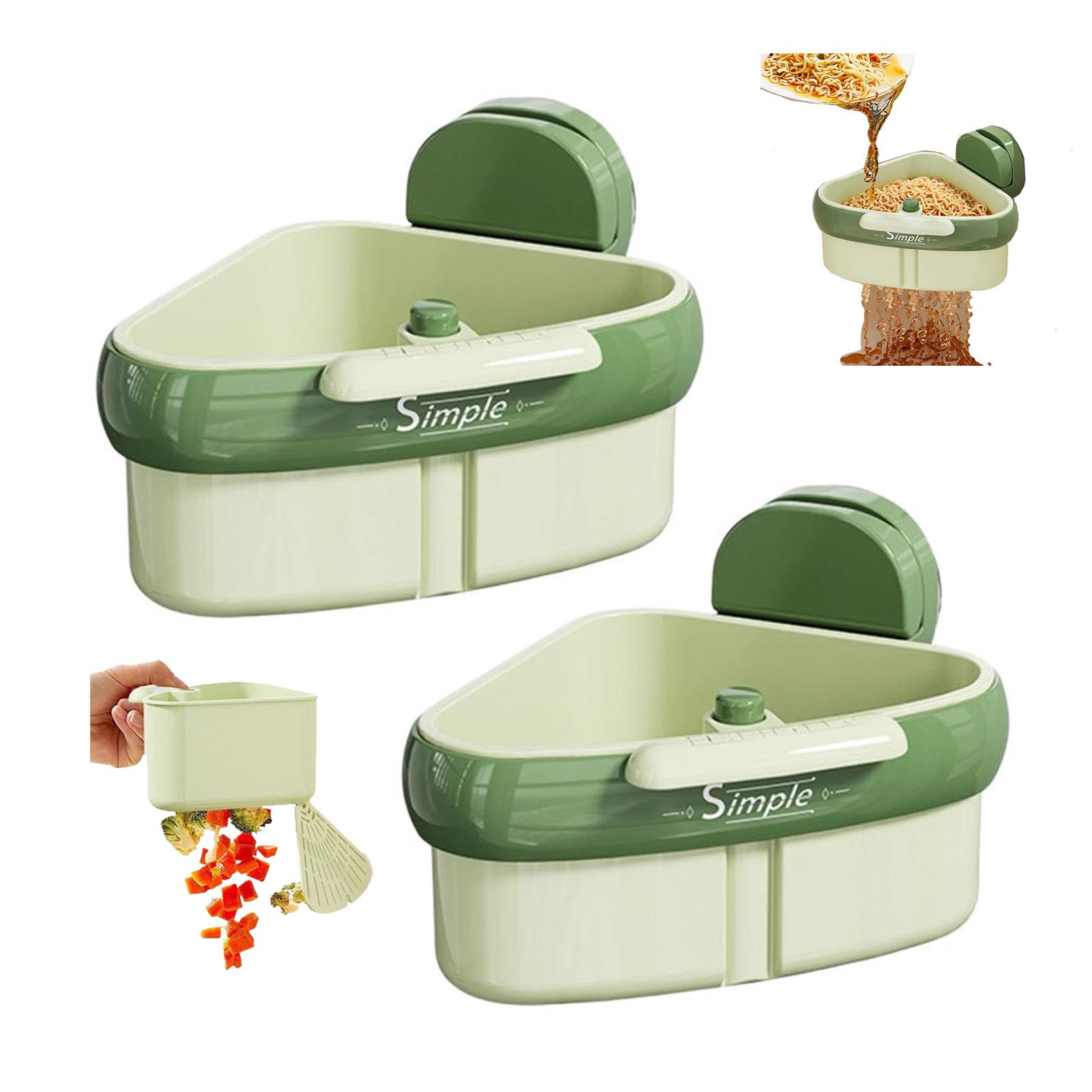 Sink Strainer Basket,2025 New Upgraded Suction Cup Press Sink Drainer Basket,Automatic Dumping Sink Strainer Basket,Faucet Sponge Storage Rack,Corner Sink Trash Catcher for Food Waste