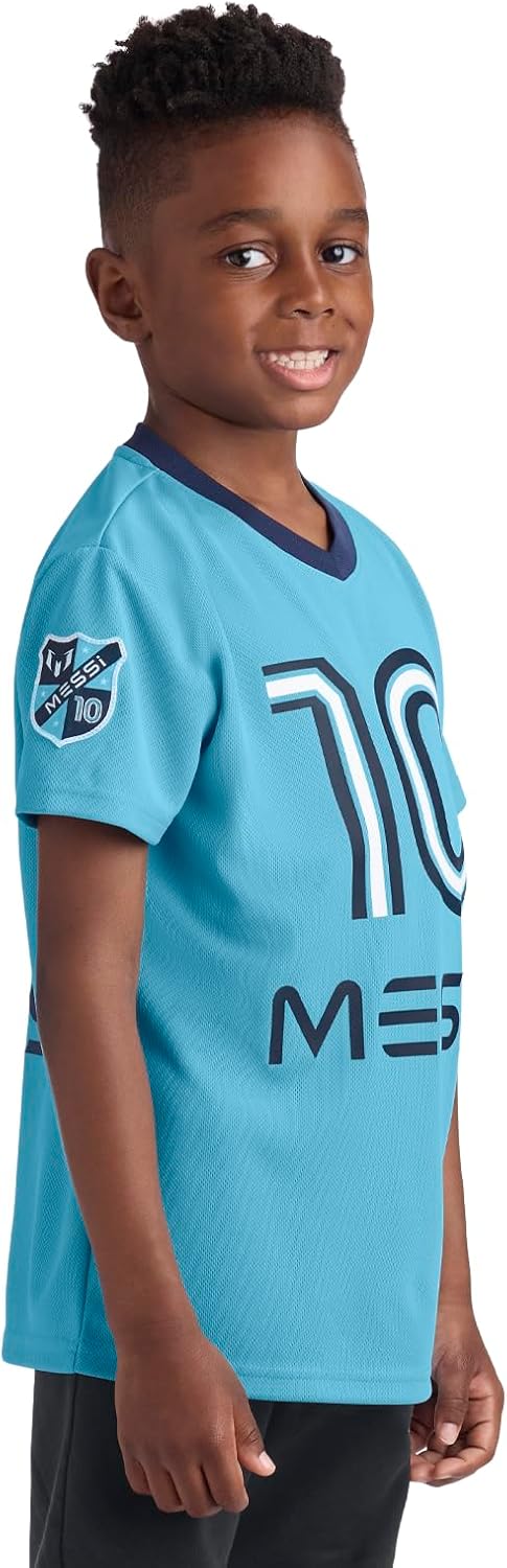 Boys' Lifestyle Short Sleeve Top, Loose-fit V-Neck Shirt with Logo, Comfortable
