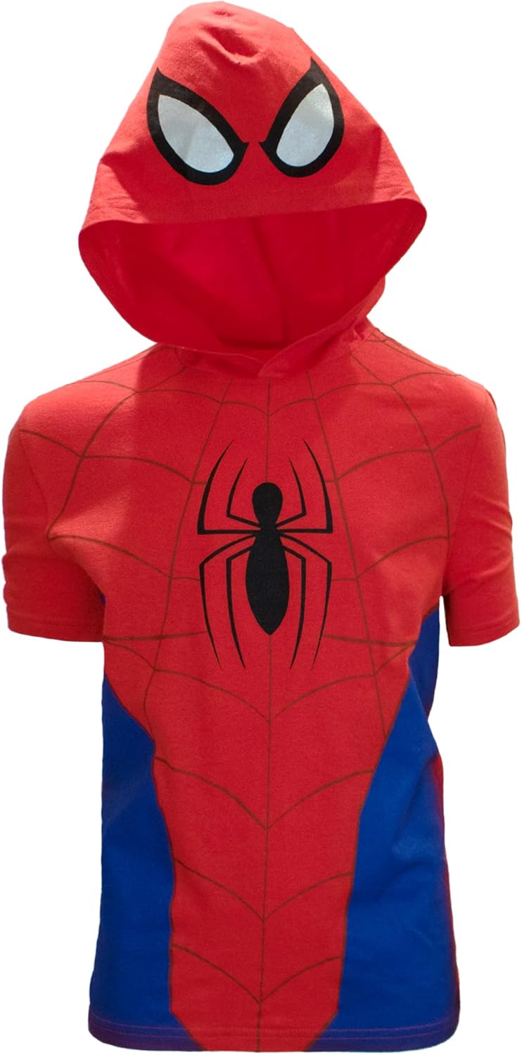 Marvel Avengers Superheroes Miles Morales Black Panther Boys Short Sleeve Hoodie T-Shirt & Shorts Athleisure Short Set