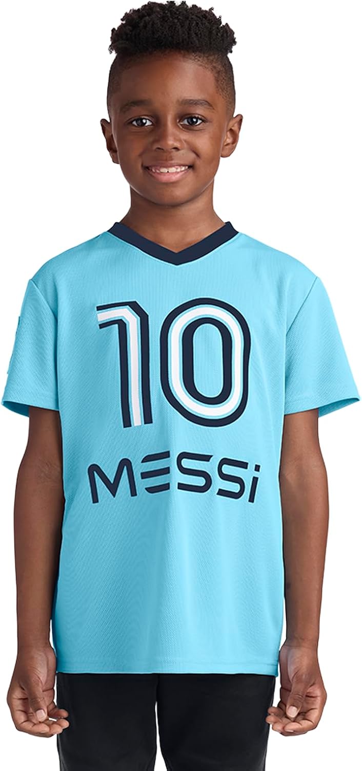 Boys' Lifestyle Short Sleeve Top, Loose-fit V-Neck Shirt with Logo, Comfortable