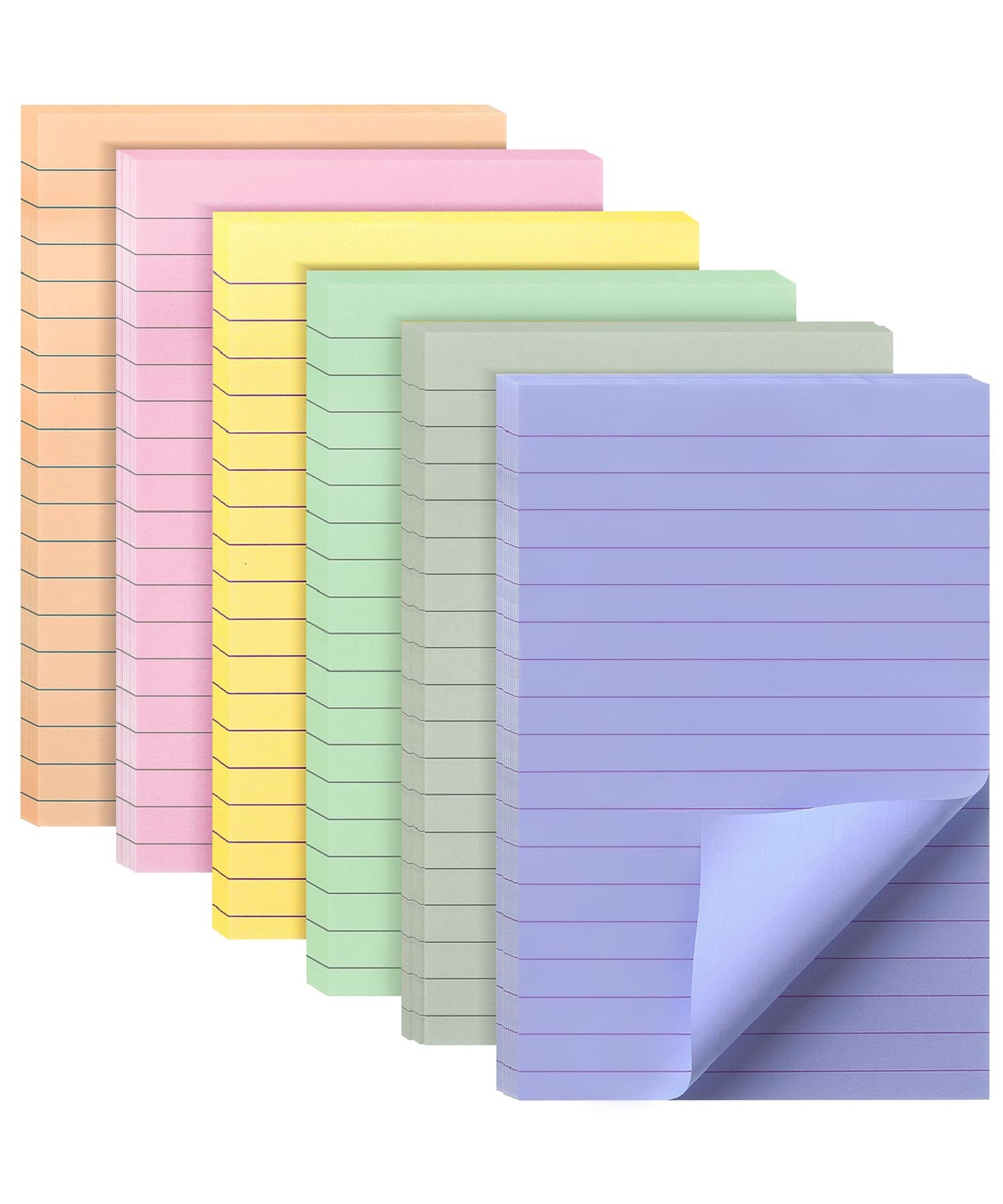 Mr. Pen- Lined Sticky Notes 3x3, 6 Pads, 45 Sheet/Pads, Pastel Colors, Sticky Notes with Lines