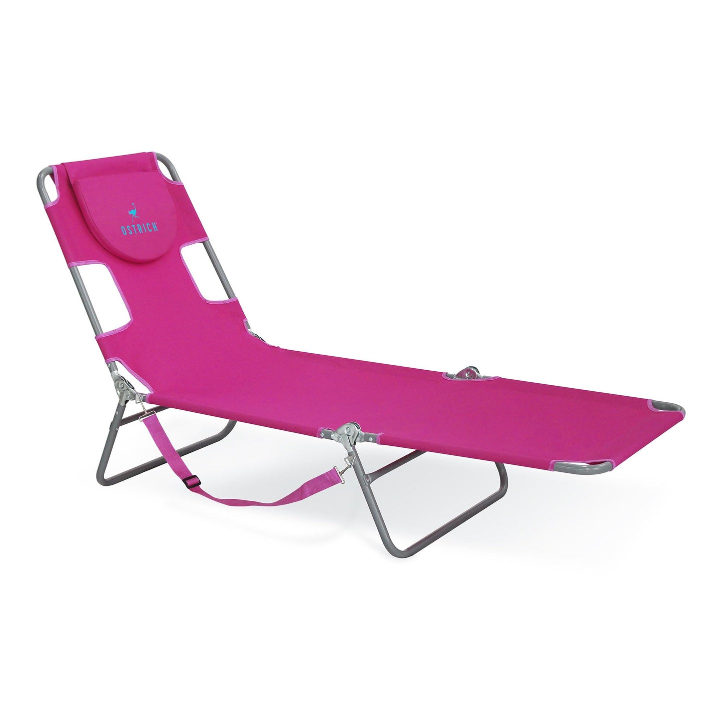 Ostrich Folding Beach Lounge Chair, Reclining Outdoor Chaise Lounger, Teal
