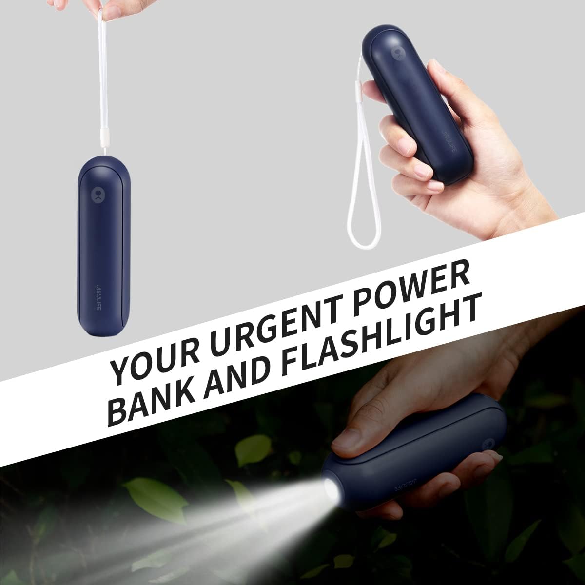 JISULIFE Portable Handheld Fan, Mini 3 In 1 with Rechargeable Battery, Personal Pocket Fan for Travel, Outdoor, USB Power Bank, Flashlight, Essential Ideal Gifts for Men/Women/Family/Friends - Blue