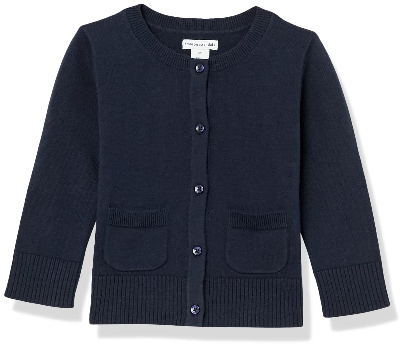 Amazon Essentials Girls and Toddlers' Uniform Slim Fit Crewneck Cardigan Sweater