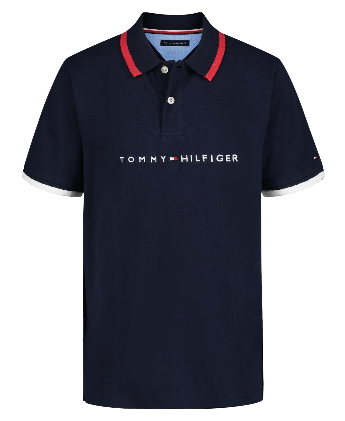 Tommy Hilfiger Boys' Short Sleeve Premium Pique Polo Shirt, Button Closure, Soft & Comfortable