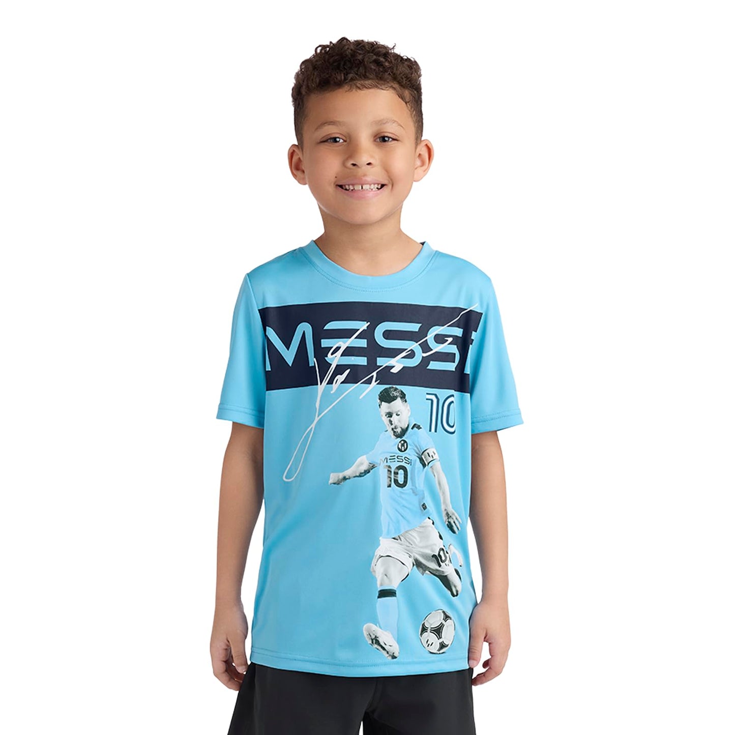 Boys' Lifestyle Short Sleeve Top, Loose-fit Shirt with Logo, Comfortable