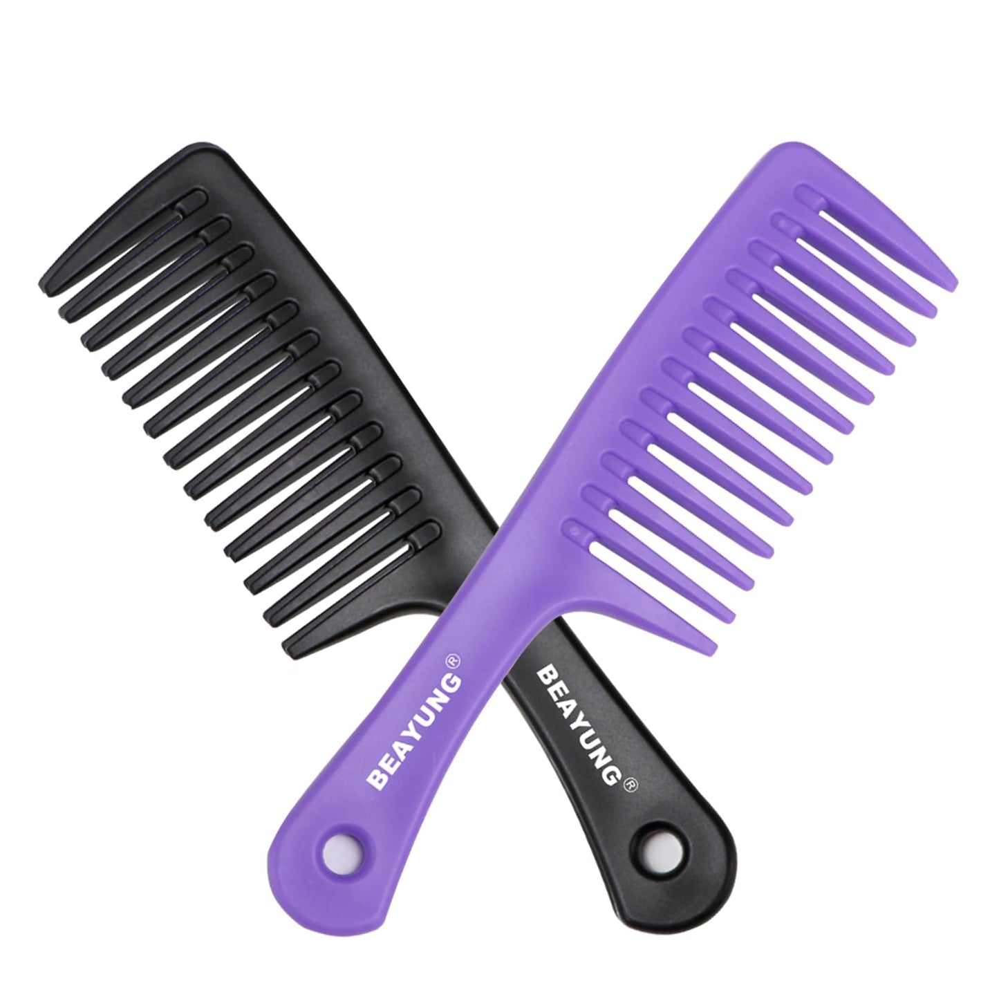 2PCS Large Wide Tooth Comb, Shower Combs, Hair comb for wet curly hair, Durable Hair Brush for Best Styling and Professional Hair Care(2Black)