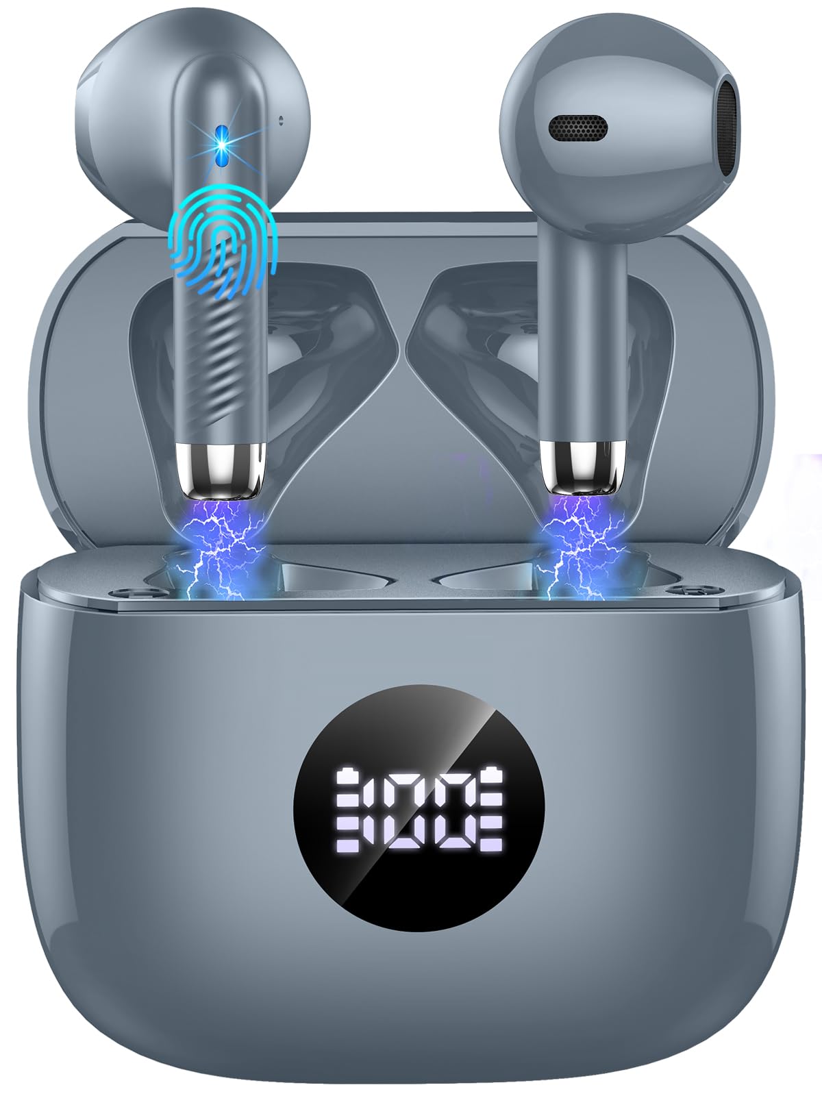 Wireless Earbuds, Bluetooth 5.4 Ear Buds LED Power Display Headphones Bass Stereo, Bluetooth Earbuds in-Ear Noise Cancelling Mic, 40H Playback Mini Case IP7 Waterproof Sports Earphones for Android iOS