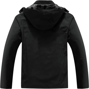 OTU Men's Lightweight Waterproof Hooded Rain Jacket Outdoor Raincoat Shell Jacket for Hiking Travel