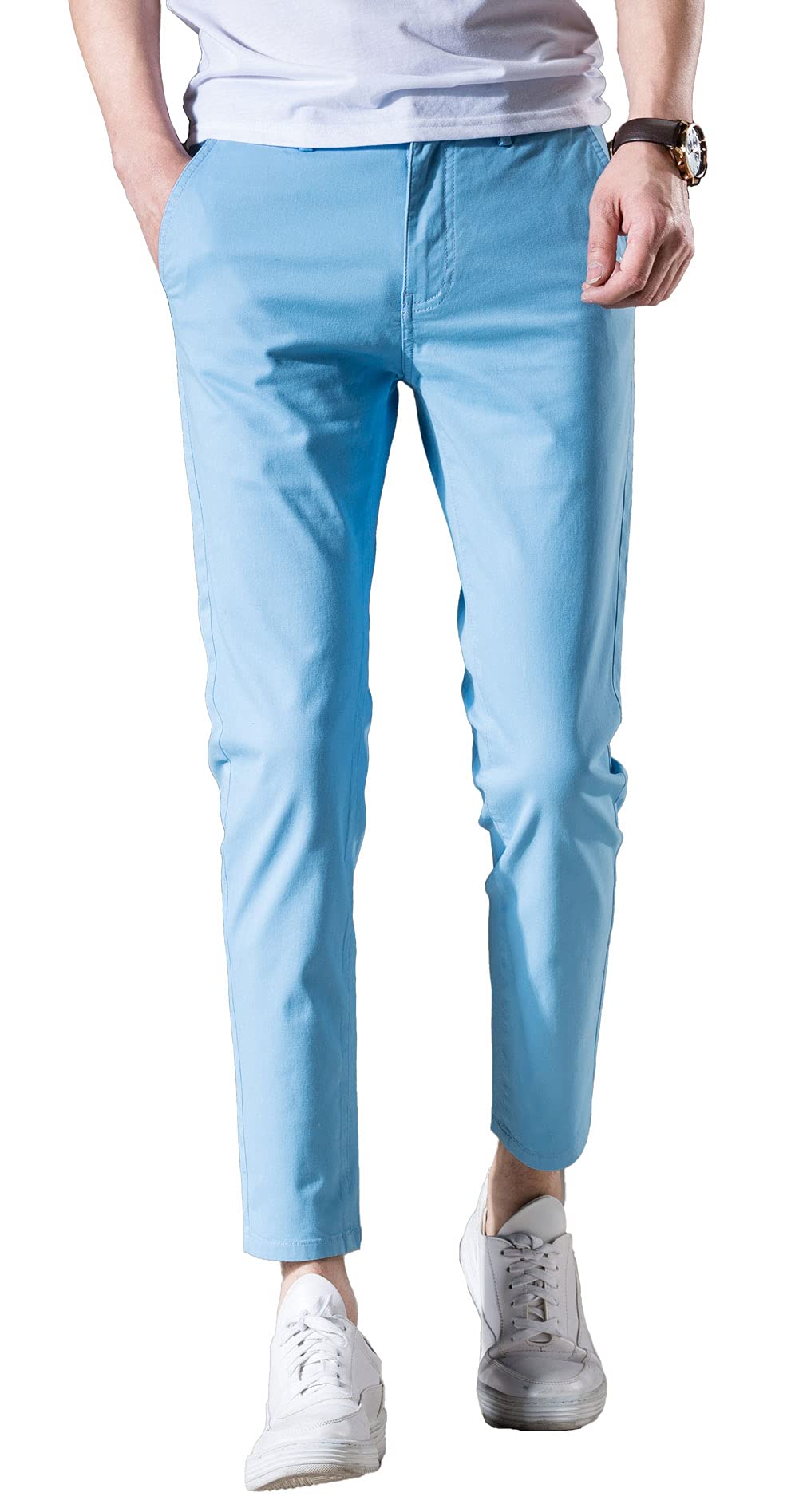 Men‘s Cropped Chino Pants Skinny Fit Chinos Khaki Pant