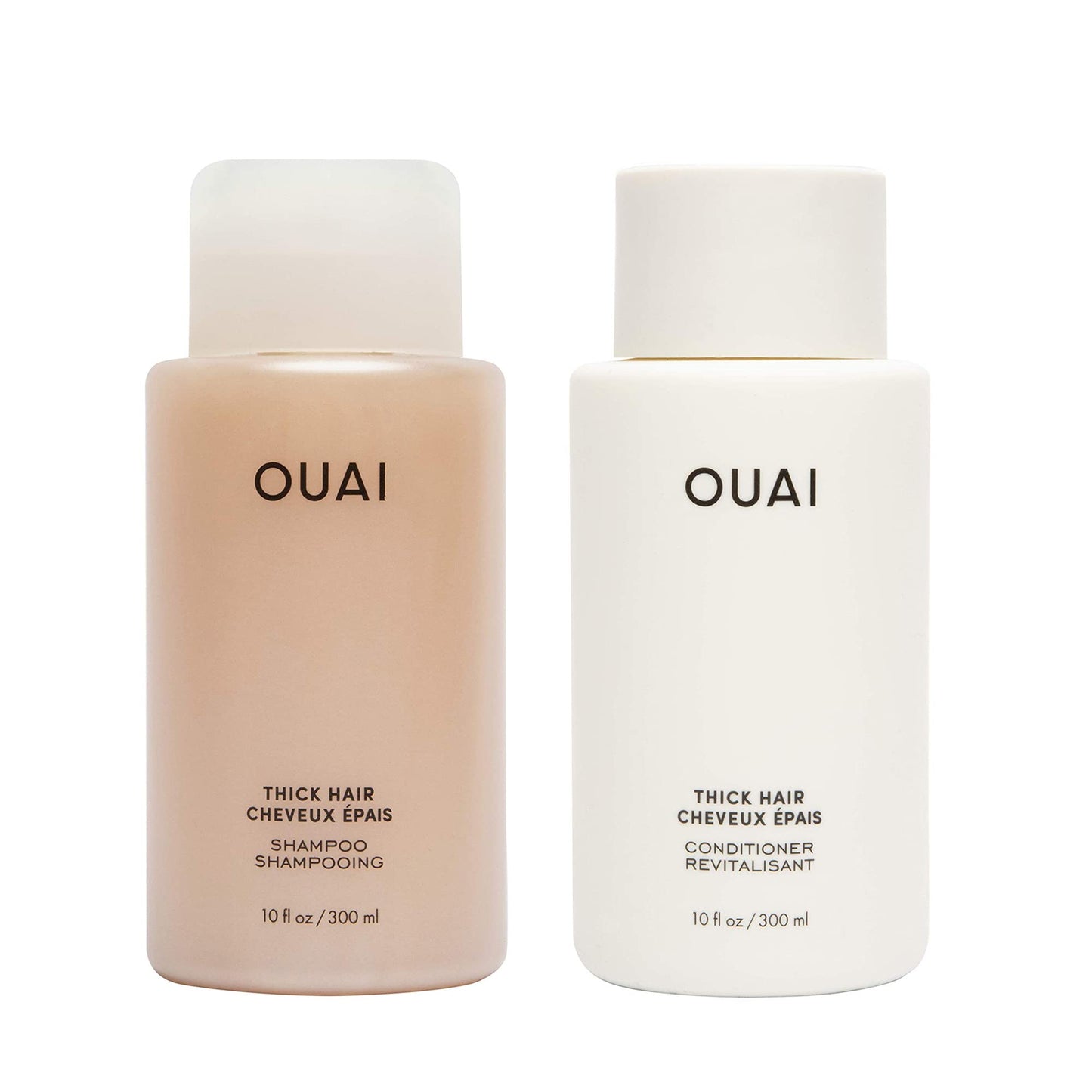 OUAI Fine Shampoo and Conditioner Set - Sulfate Free Shampoo and Conditioner for Fine Hair - Made with Keratin, Marshmallow Root, Shea Butter & Avocado Oil - Free of Parabens & Phthalates (10 Fl Oz)