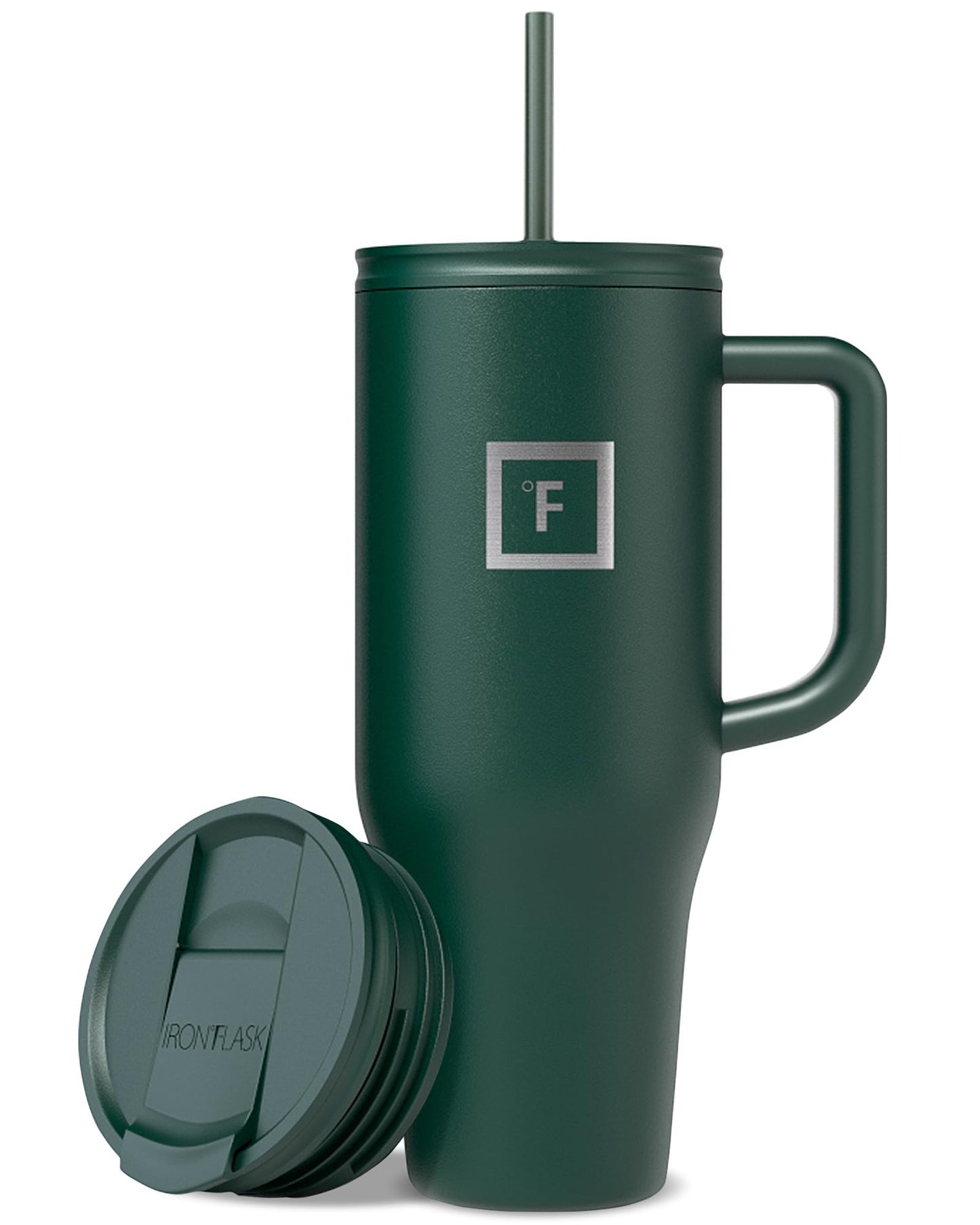 IRON °FLASK Co-Pilot Insulated Mug w/Straw & Flip Cap Lids - Cup Holder Bottle for Hot, Cold Drink - Leak-Proof - Water, Coffee Portable Travel Mug - Aurora, 40 Oz